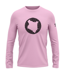 home_254 LONG-SLEEVED PINK T-SHIRT WITH A BLACK MAP PRINT – COTTON PLUS FABRIC