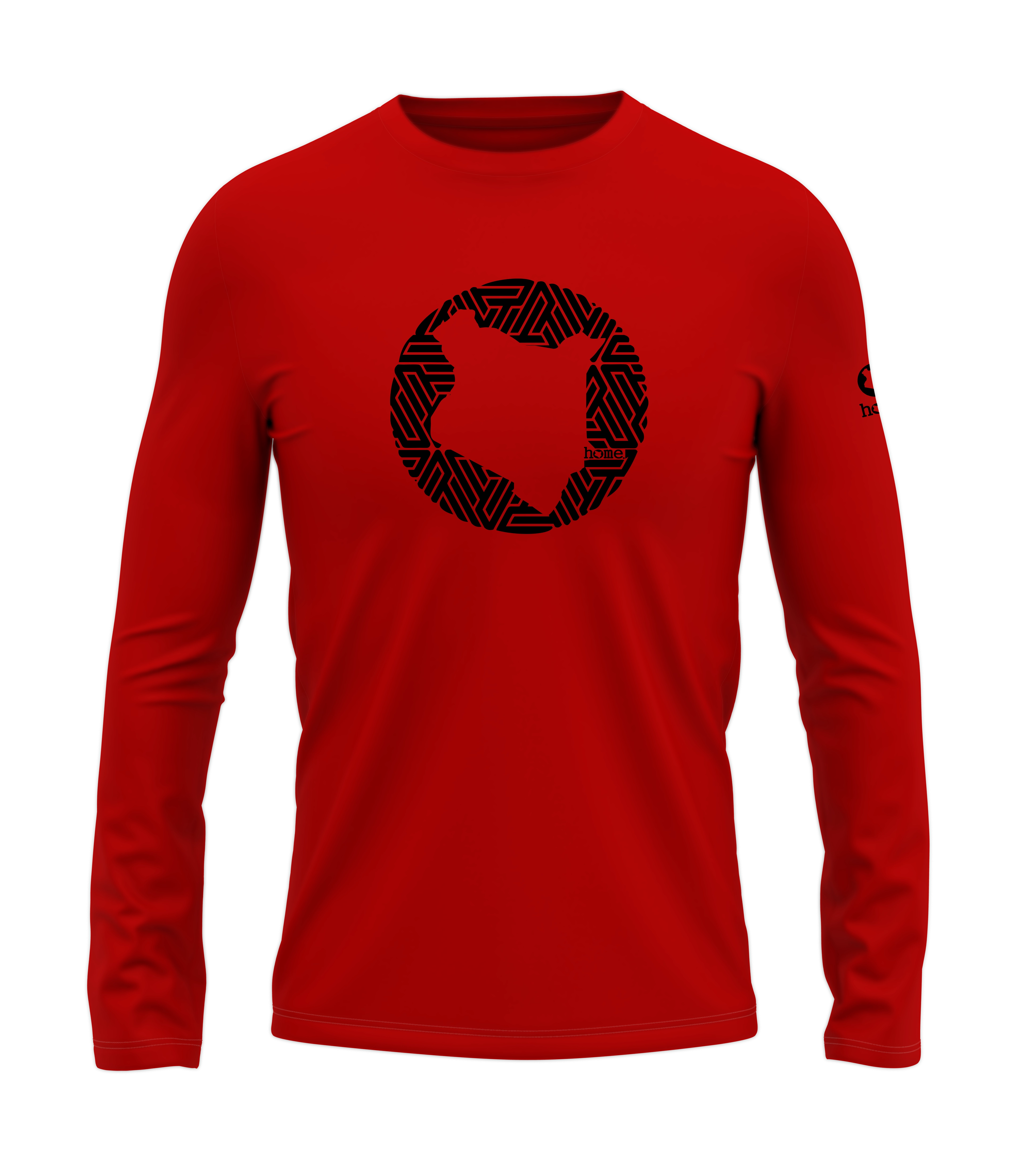home_254 LONG-SLEEVED RED T-SHIRT WITH A BLACK MAP PRINT – COTTON PLUS FABRIC