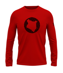 home_254 LONG-SLEEVED RED T-SHIRT WITH A BLACK MAP PRINT – COTTON PLUS FABRIC