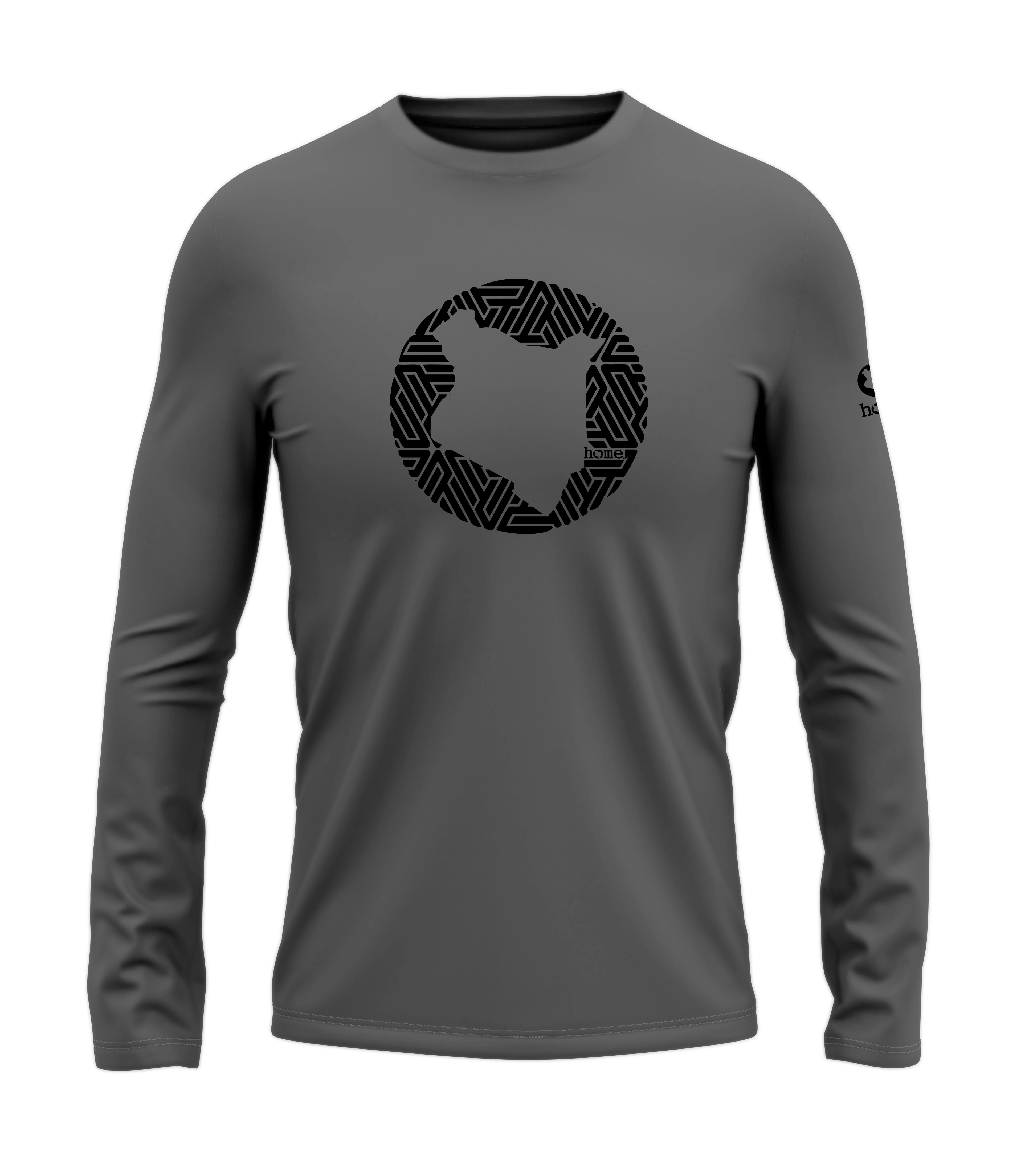 home_254 LONG-SLEEVED SAGE T-SHIRT WITH A BLACK MAP PRINT – COTTON PLUS FABRIC