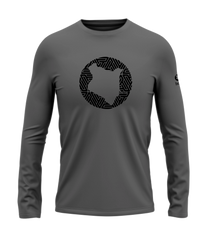 home_254 LONG-SLEEVED SAGE T-SHIRT WITH A BLACK MAP PRINT – COTTON PLUS FABRIC