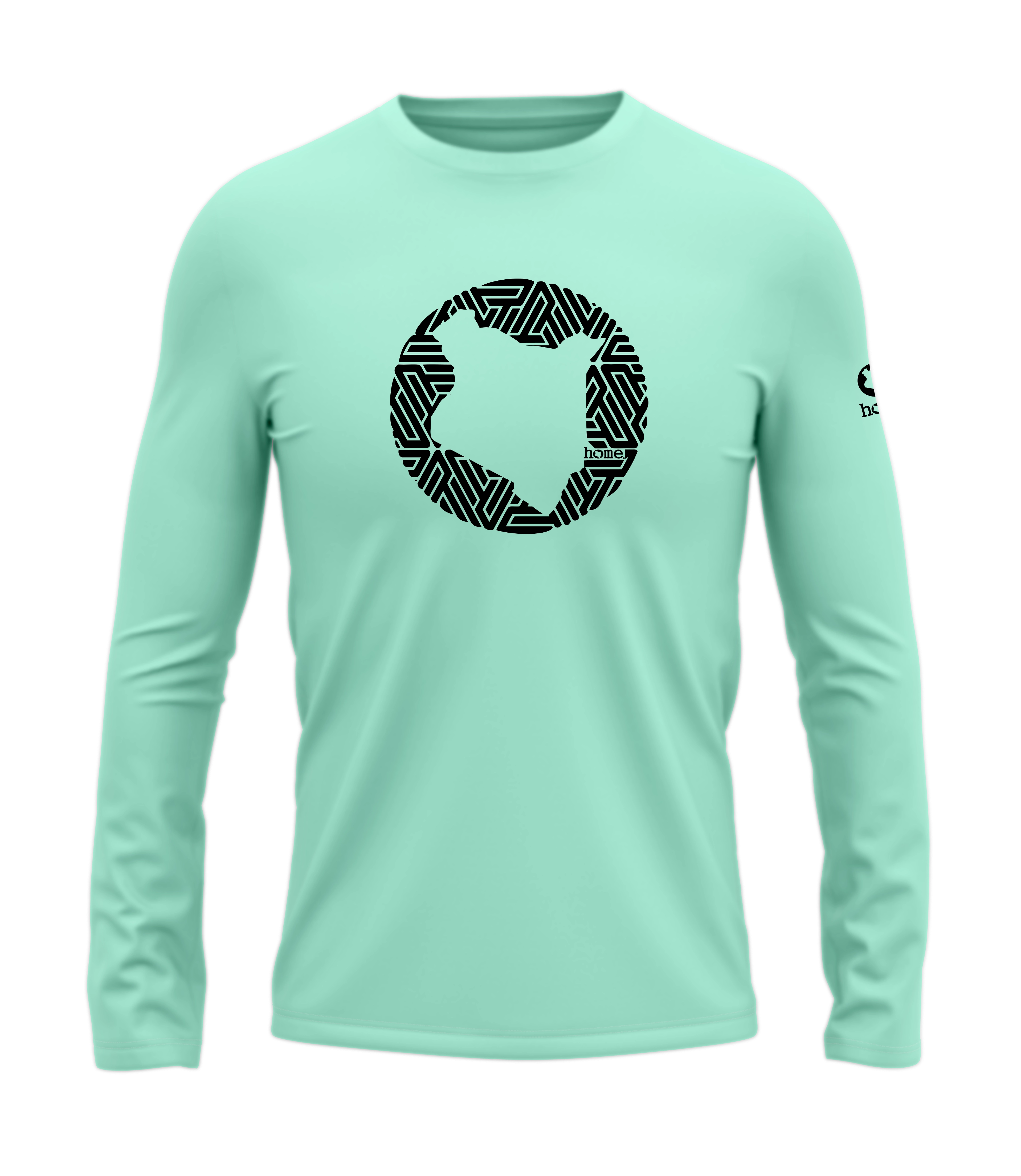 home_254 LONG-SLEEVED TURQUOISE GREEN T-SHIRT WITH A BLACK MAP PRINT – COTTON PLUS FABRIC