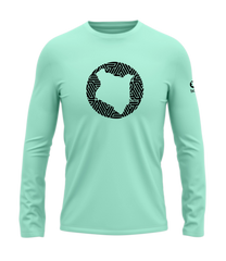 home_254 LONG-SLEEVED TURQUOISE GREEN T-SHIRT WITH A BLACK MAP PRINT – COTTON PLUS FABRIC