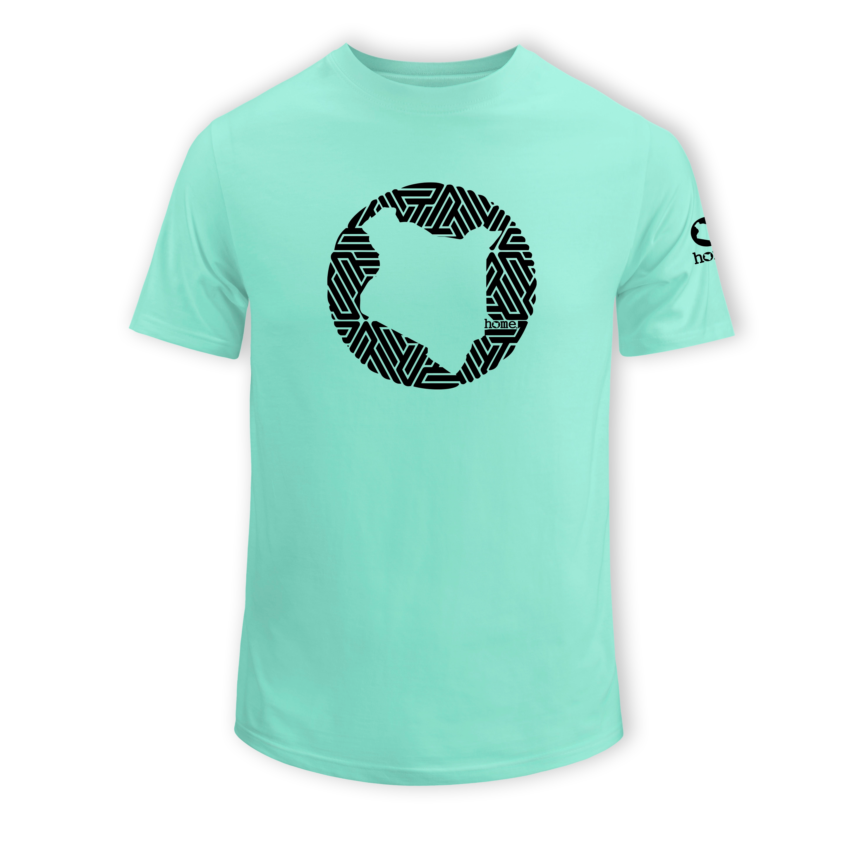 home_254 SHORT-SLEEVED TURQUOISE GREEN T-SHIRT WITH A BLACK MAP PRINT – COTTON PLUS FABRIC