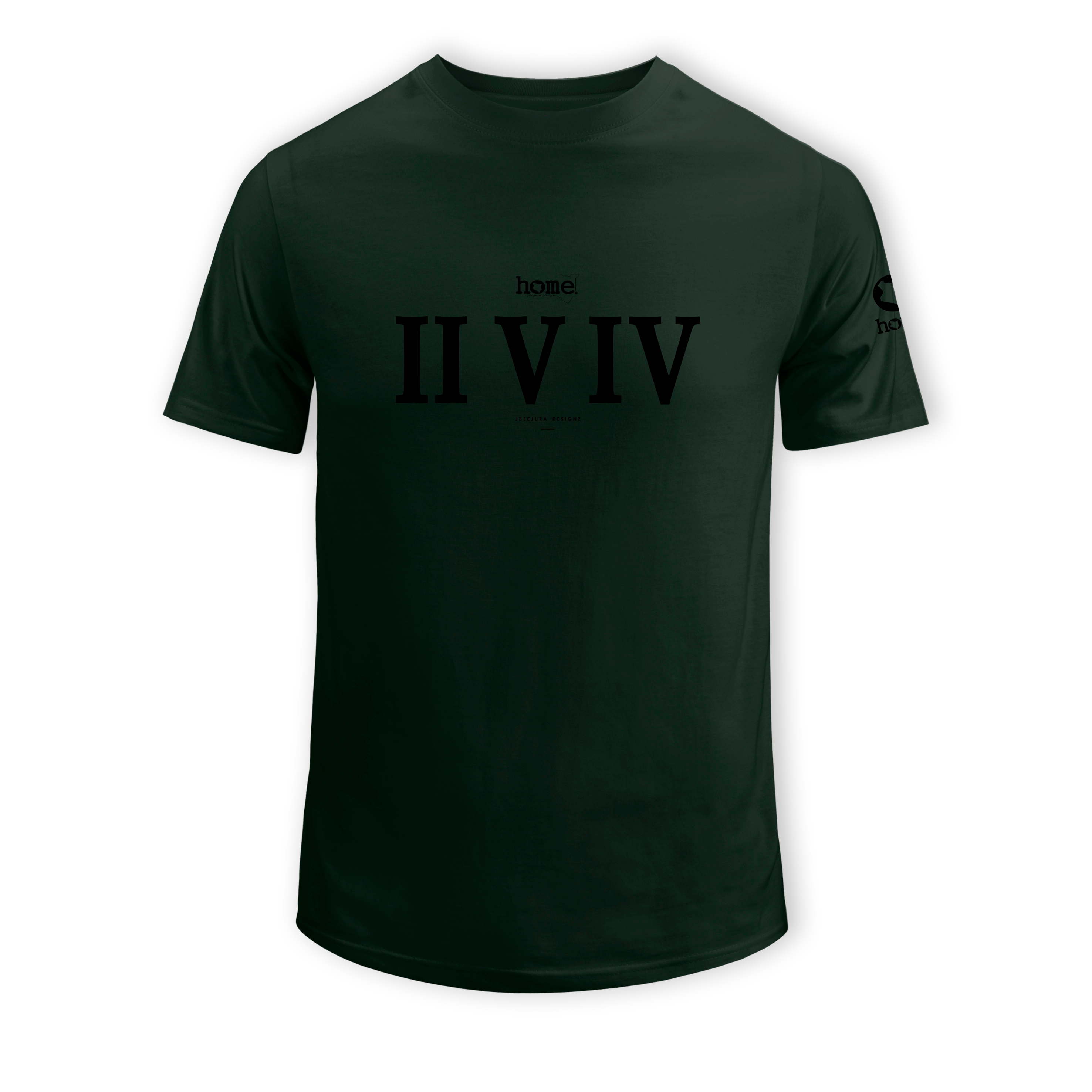 home_254 SHORT-SLEEVED FOREST GREEN T-SHIRT WITH A BLACK ROMAN NUMERALS PRINT – COTTON PLUS FABRIC