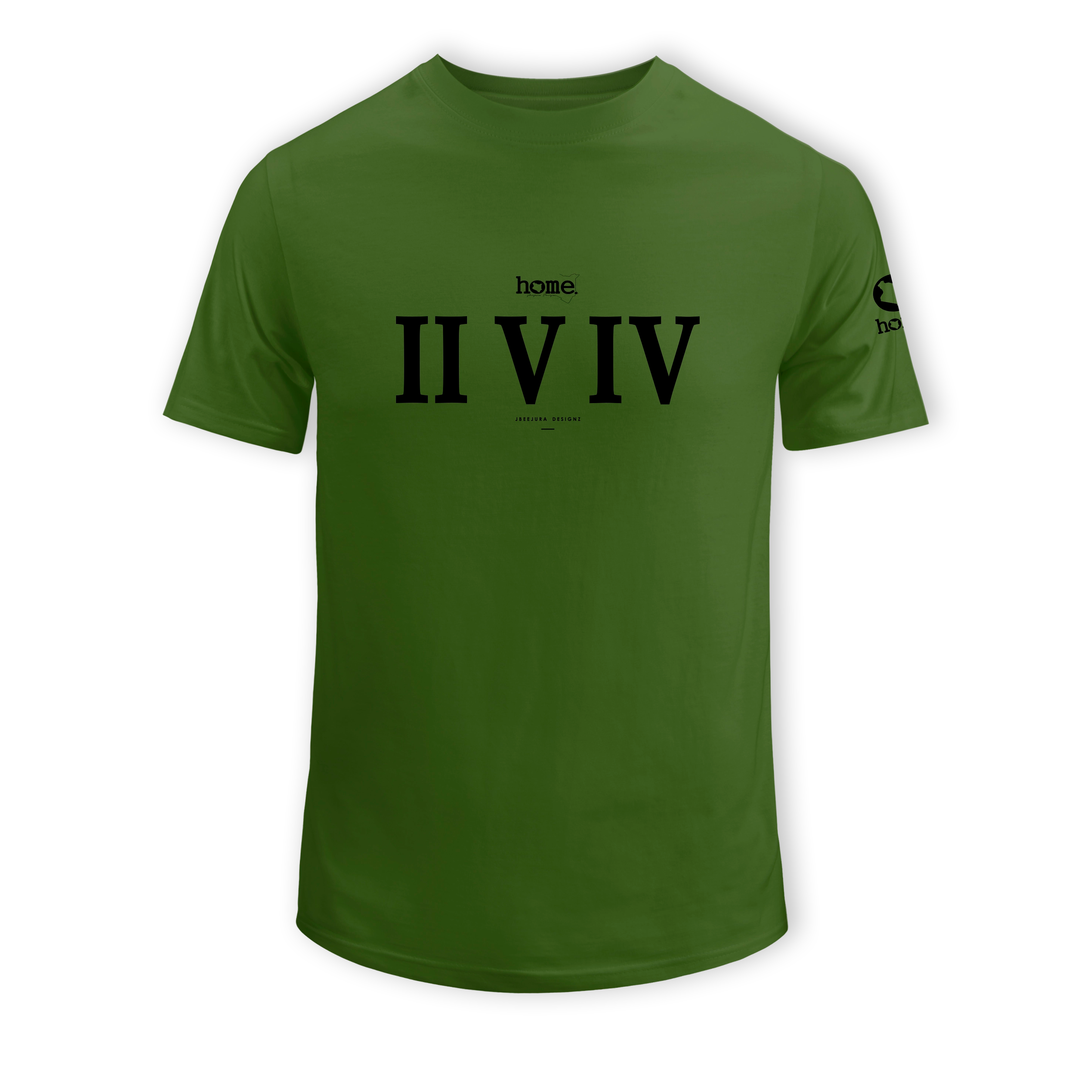 home_254 KIDS SHORT-SLEEVED JUNGLE GREEN T-SHIRT WITH A BLACK ROMAN NUMERALS PRINT – COTTON PLUS FABRIC
