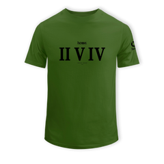 home_254 KIDS SHORT-SLEEVED JUNGLE GREEN T-SHIRT WITH A BLACK ROMAN NUMERALS PRINT – COTTON PLUS FABRIC