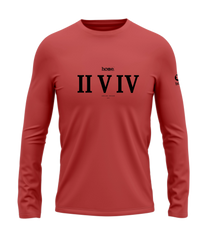 home_254 LONG-SLEEVED MULBERRY T-SHIRT WITH A BLACK ROMAN NUMERALS PRINT – COTTON PLUS FABRIC