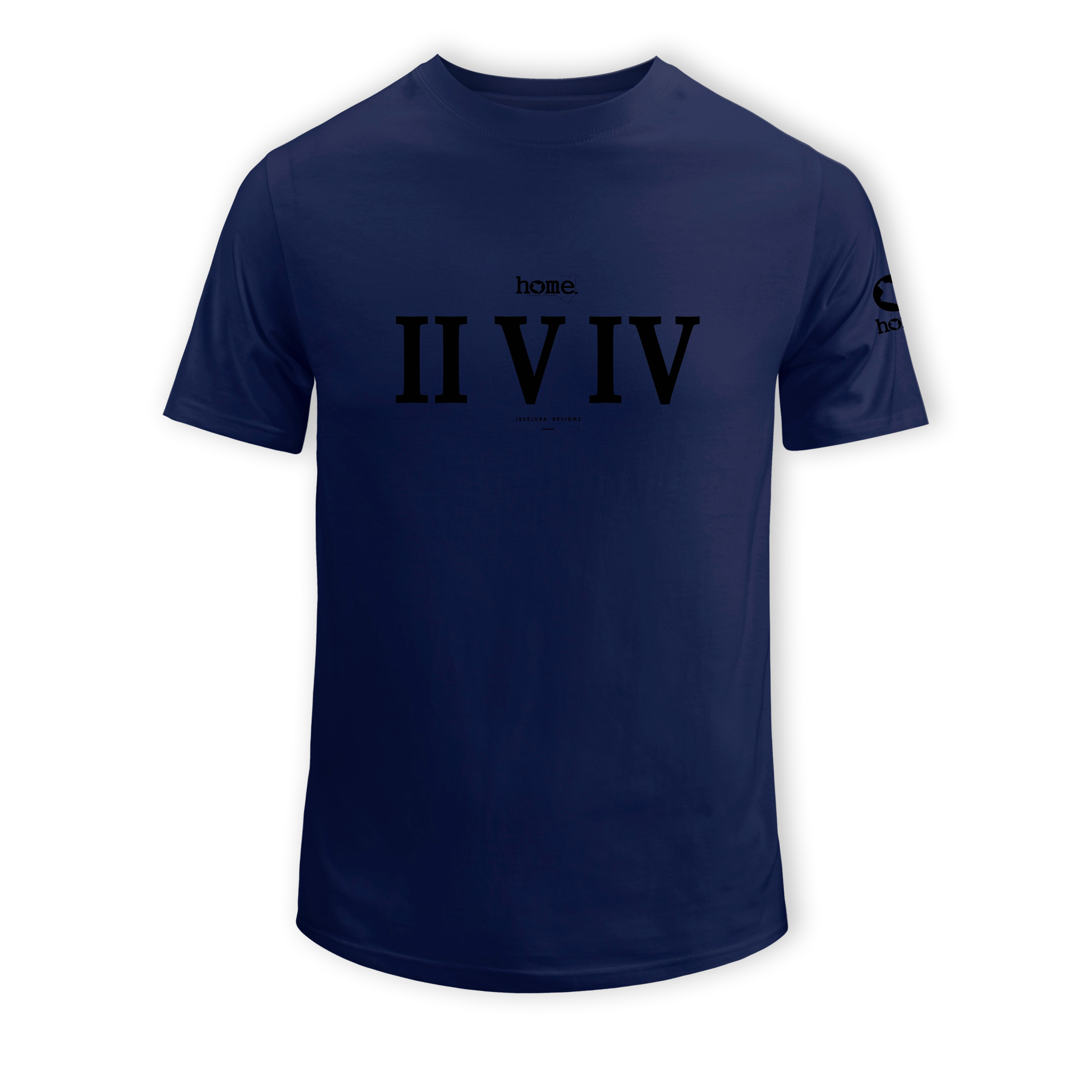 home_254 SHORT-SLEEVED NAVY BLUE T-SHIRT WITH A BLACK ROMAN NUMERALS PRINT – COTTON PLUS FABRIC