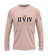 home_254 LONG-SLEEVED PEACH T-SHIRT WITH A BLACK ROMAN NUMERALS PRINT – COTTON PLUS FABRIC