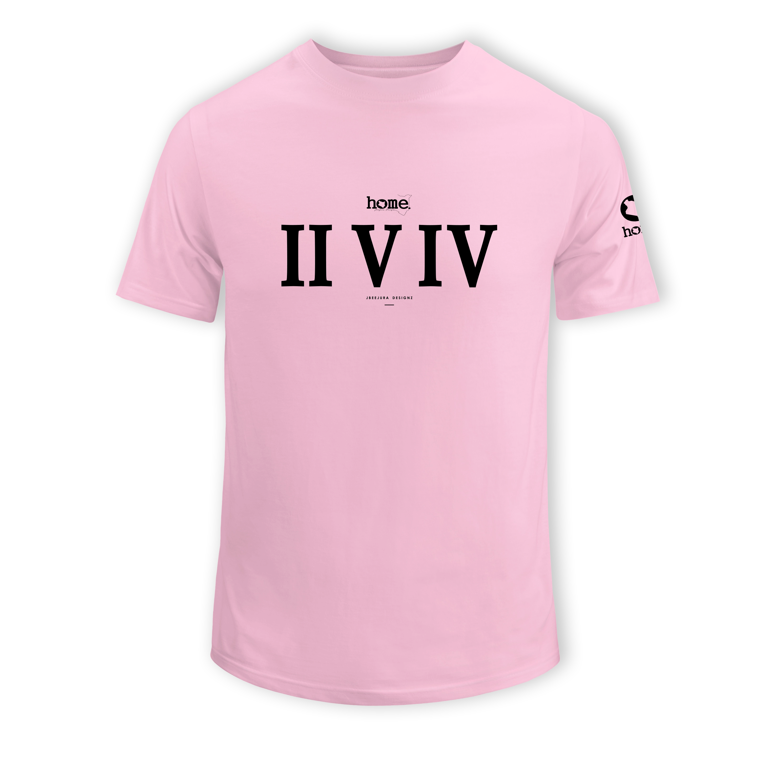 home_254 SHORT-SLEEVED PINK T-SHIRT WITH A BLACK ROMAN NUMERALS PRINT – COTTON PLUS FABRIC