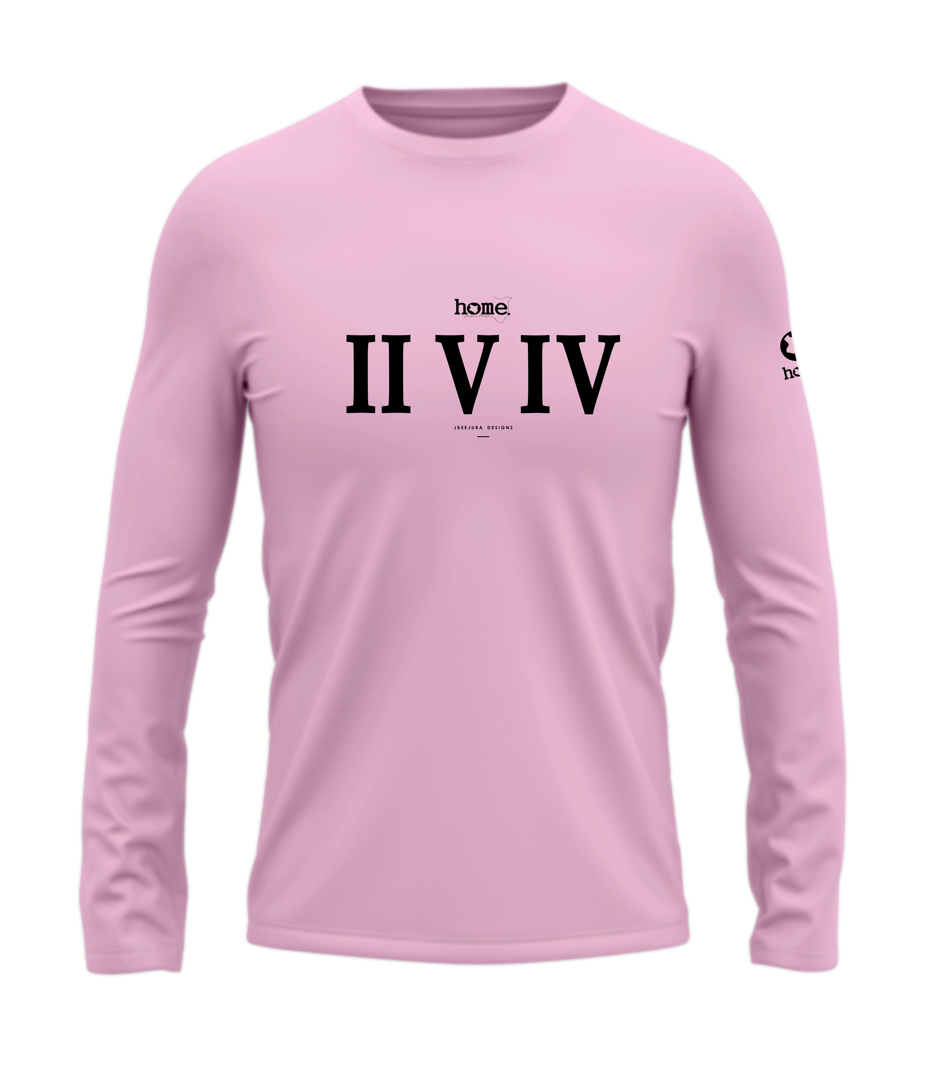 home_254 LONG-SLEEVED PINK T-SHIRT WITH A BLACK ROMAN NUMERALS PRINT – COTTON PLUS FABRIC