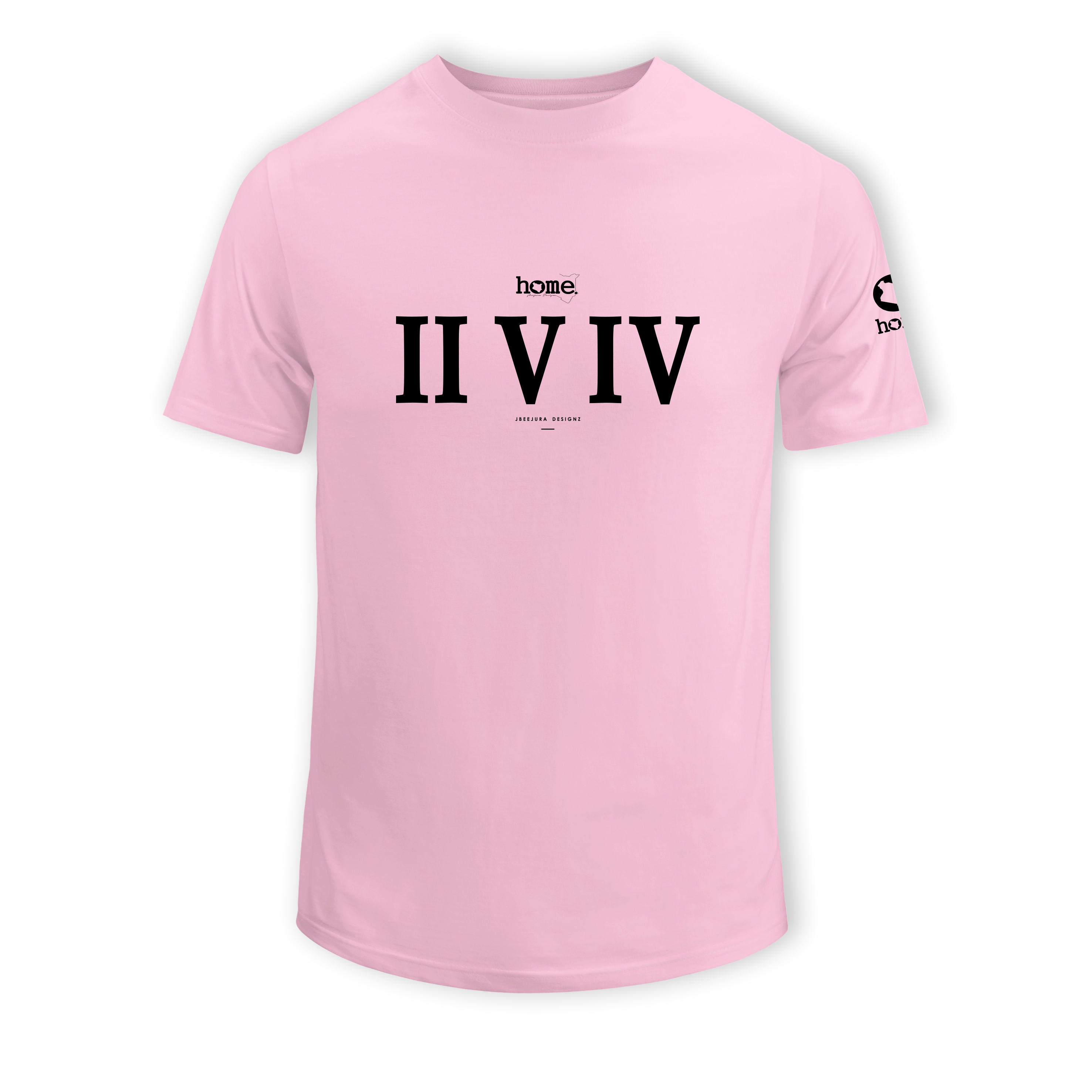 home_254 KIDS SHORT-SLEEVED PINK T-SHIRT WITH A BLACK ROMAN NUMERALS PRINT – COTTON PLUS FABRIC