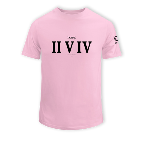 home_254 KIDS SHORT-SLEEVED PINK T-SHIRT WITH A BLACK ROMAN NUMERALS PRINT – COTTON PLUS FABRIC