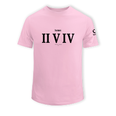 home_254 KIDS SHORT-SLEEVED PINK T-SHIRT WITH A BLACK ROMAN NUMERALS PRINT – COTTON PLUS FABRIC