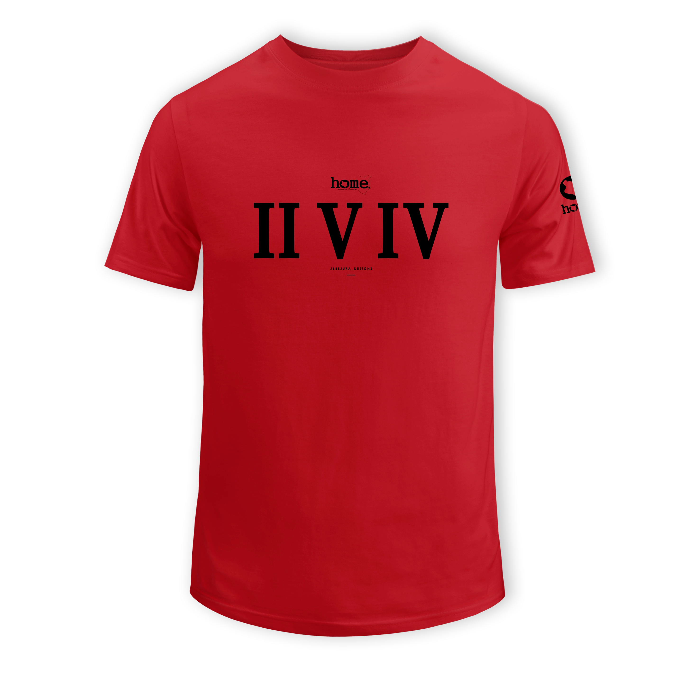 home_254 SHORT-SLEEVED RED T-SHIRT WITH A BLACK ROMAN NUMERALS PRINT – COTTON PLUS FABRIC