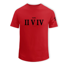 home_254 KIDS SHORT-SLEEVED RED T-SHIRT WITH A BLACK ROMAN NUMERALS PRINT – COTTON PLUS FABRIC