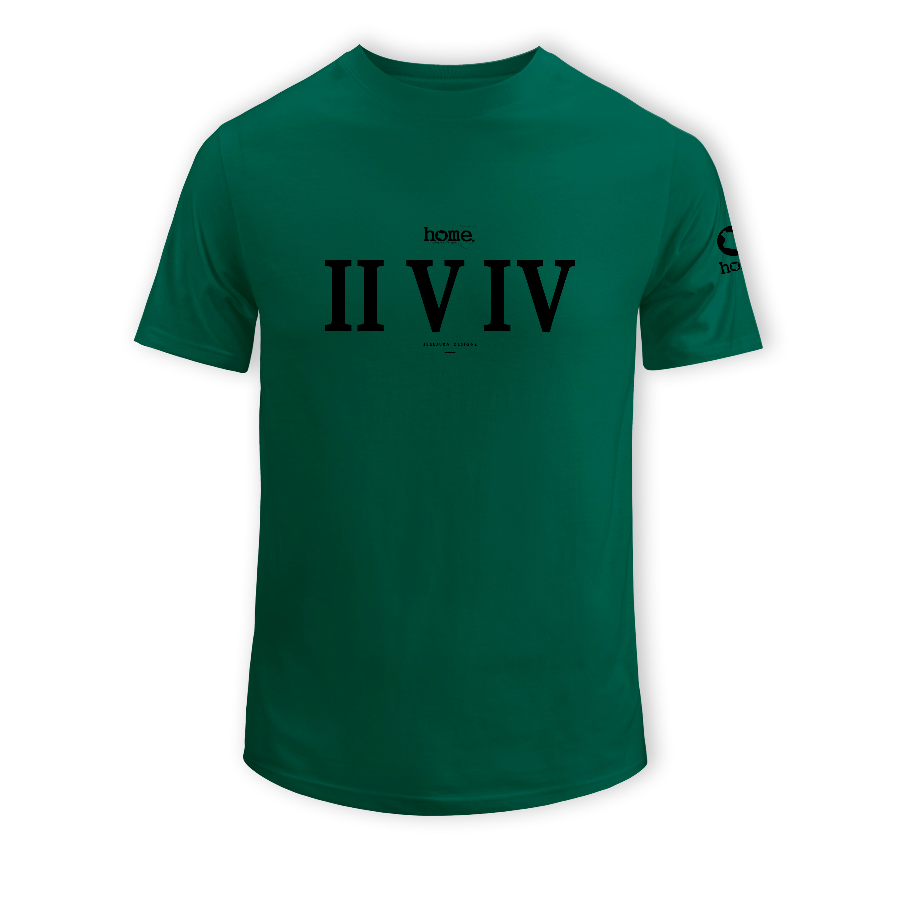 home_254 KIDS SHORT-SLEEVED RICH GREEN T-SHIRT WITH A BLACK ROMAN NUMERALS PRINT – COTTON PLUS FABRIC