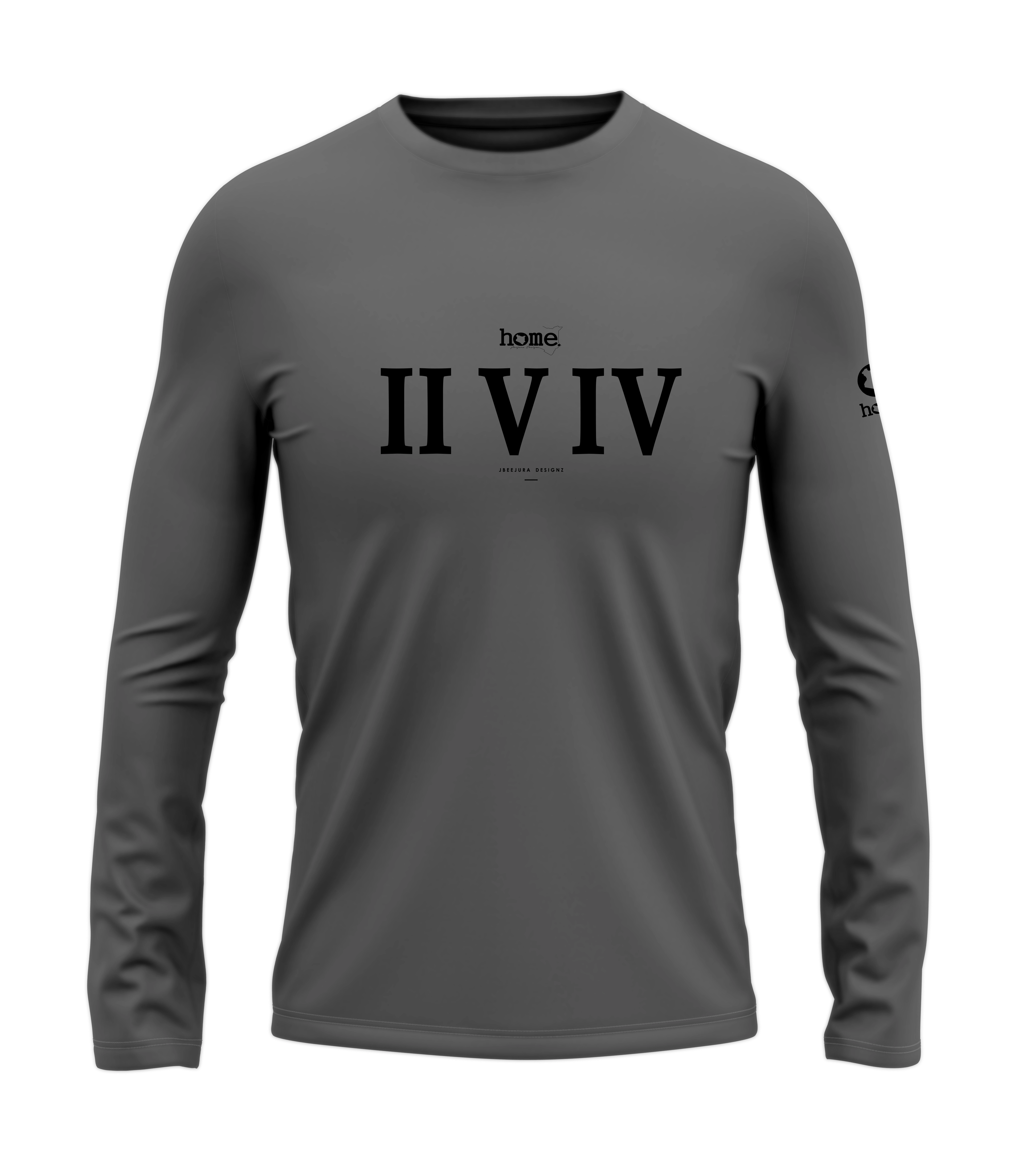 home_254 LONG-SLEEVED SAGE T-SHIRT WITH A BLACK ROMAN NUMERALS PRINT – COTTON PLUS FABRIC