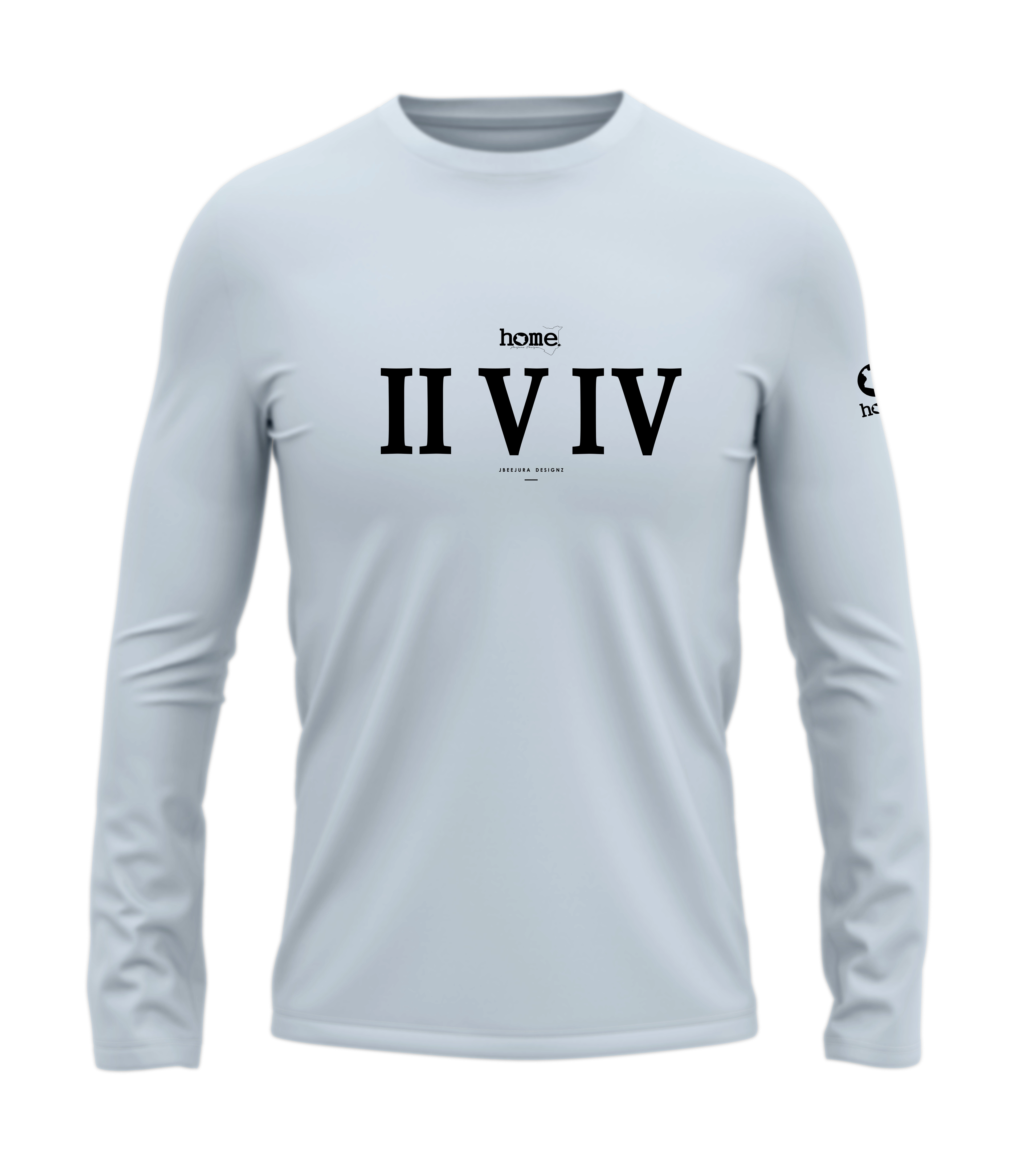 home_254 LONG-SLEEVED SKY-BLUE T-SHIRT WITH A BLACK ROMAN NUMERALS PRINT – COTTON PLUS FABRIC