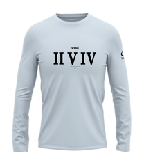 home_254 LONG-SLEEVED SKY-BLUE T-SHIRT WITH A BLACK ROMAN NUMERALS PRINT – COTTON PLUS FABRIC