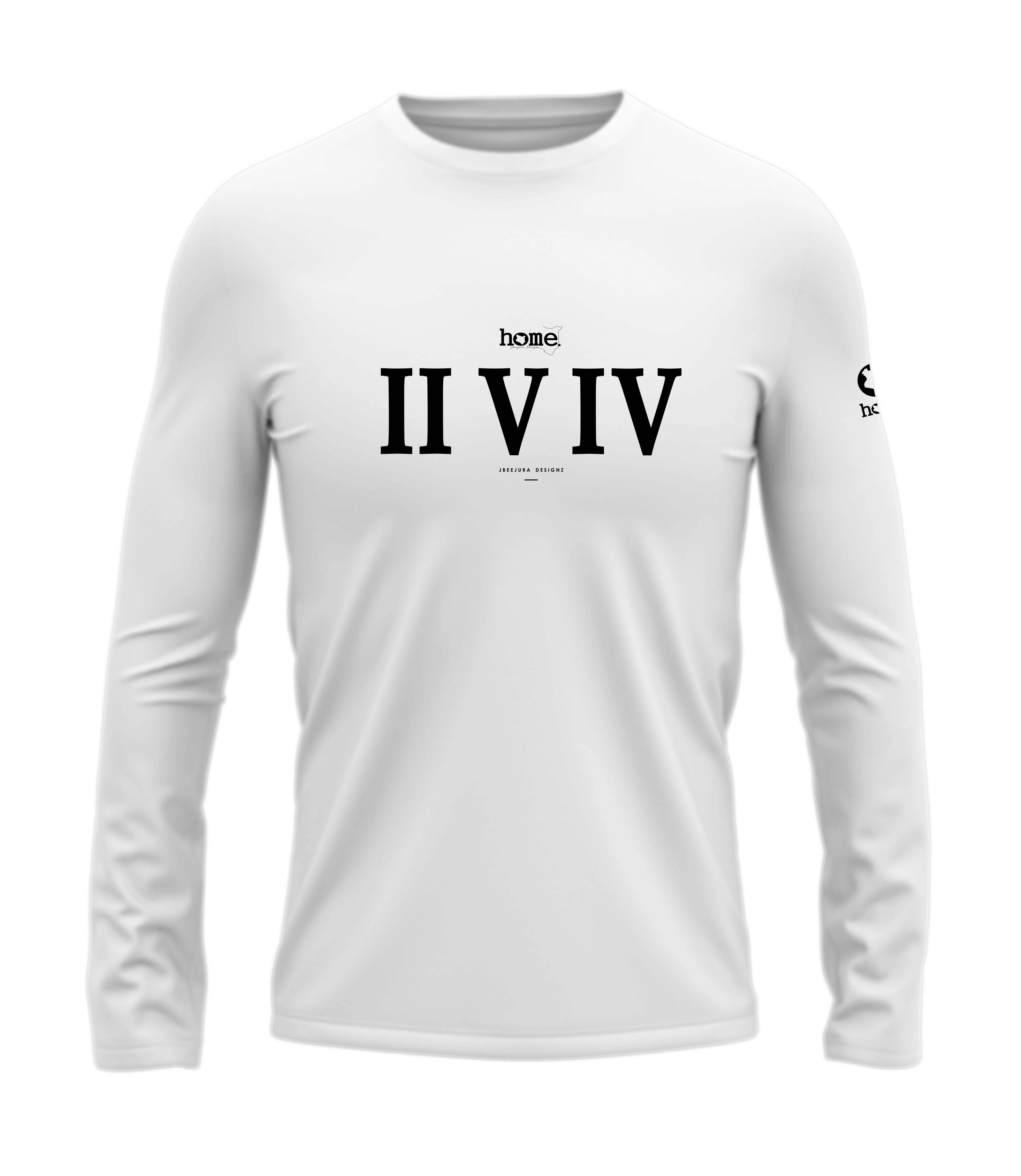 home_254 LONG-SLEEVED WHITE T-SHIRT WITH A BLACK ROMAN NUMERALS PRINT – COTTON PLUS FABRIC