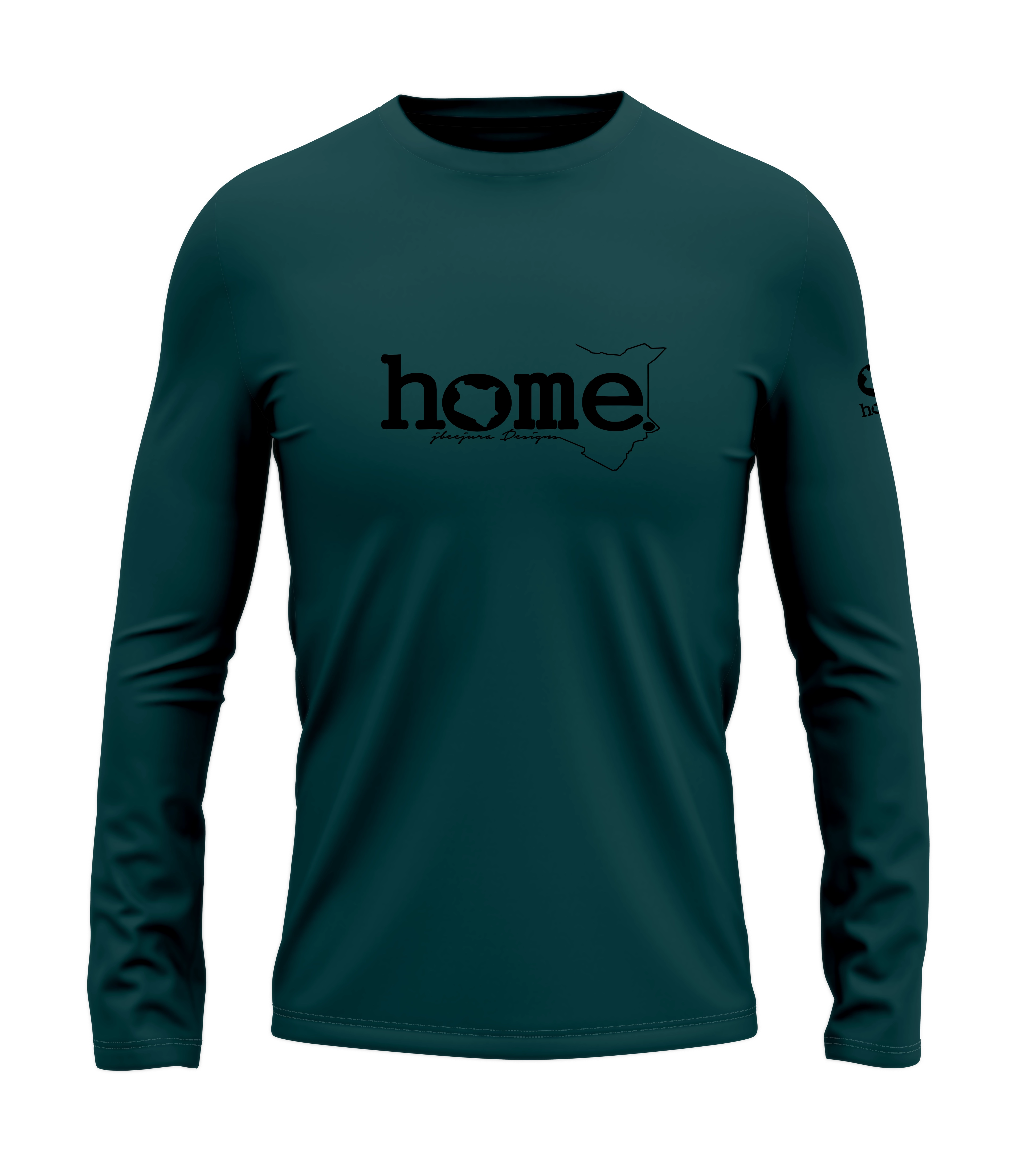 home_254 LONG-SLEEVED DEEP AQUA T-SHIRT WITH A SILVER WORDS PRINT 