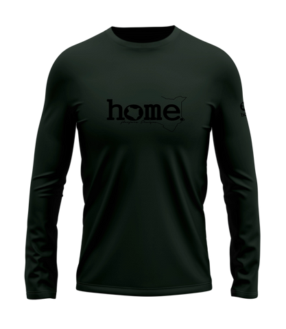 home_254 LONG-SLEEVED FOREST GREEN T-SHIRT WITH A BLACK CLASSIC WORDS PRINT – COTTON PLUS FABRIC