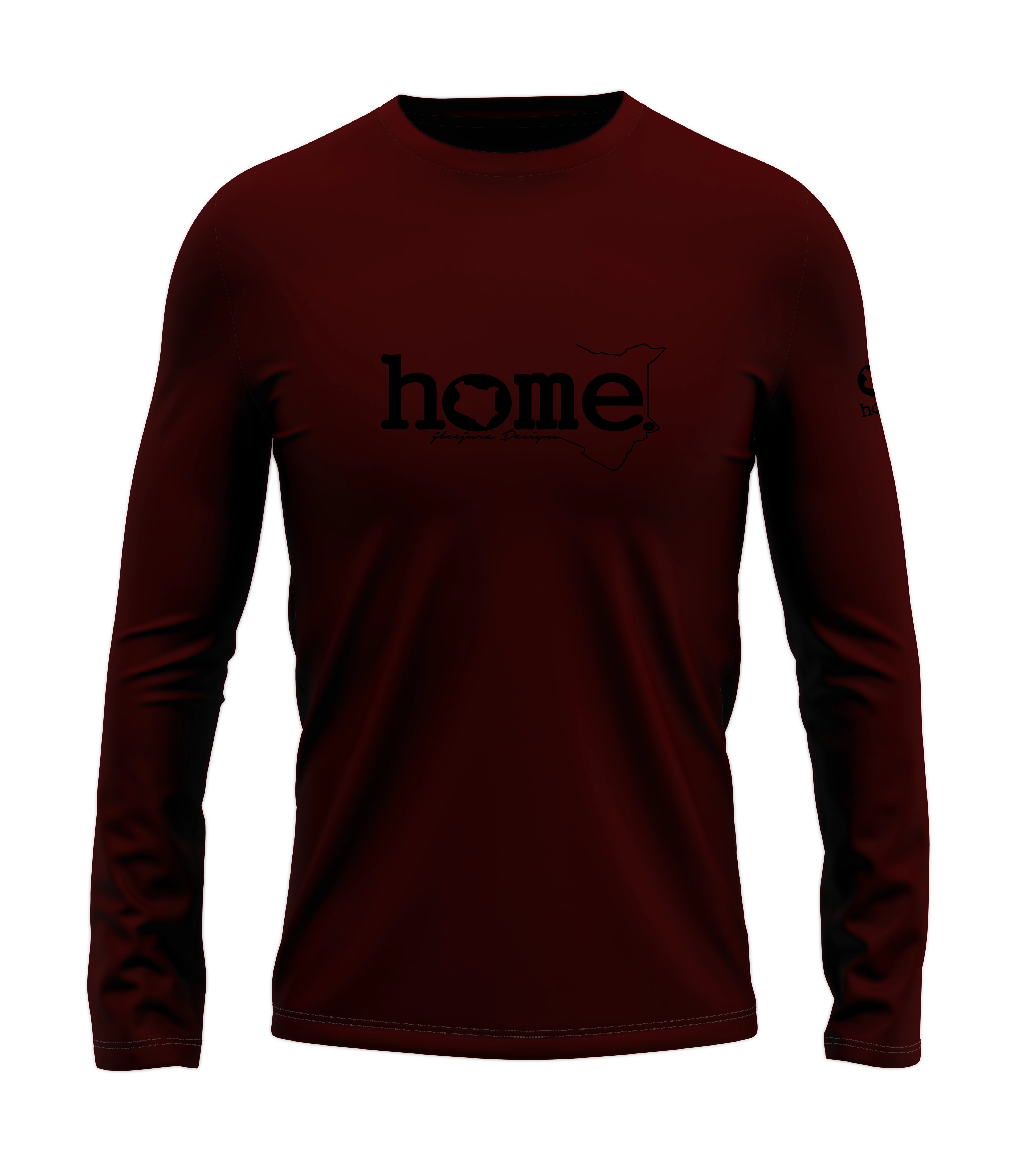 home_254 LONG-SLEEVED MAROON T-SHIRT WITH A BLACK CLASSIC WORDS PRINT – COTTON PLUS FABRIC