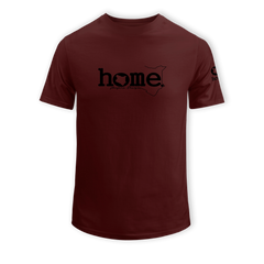 home_254 SHORT-SLEEVED MAROON T-SHIRT WITH A BLACK CLASSIC WORDS PRINT – COTTON PLUS FABRIC