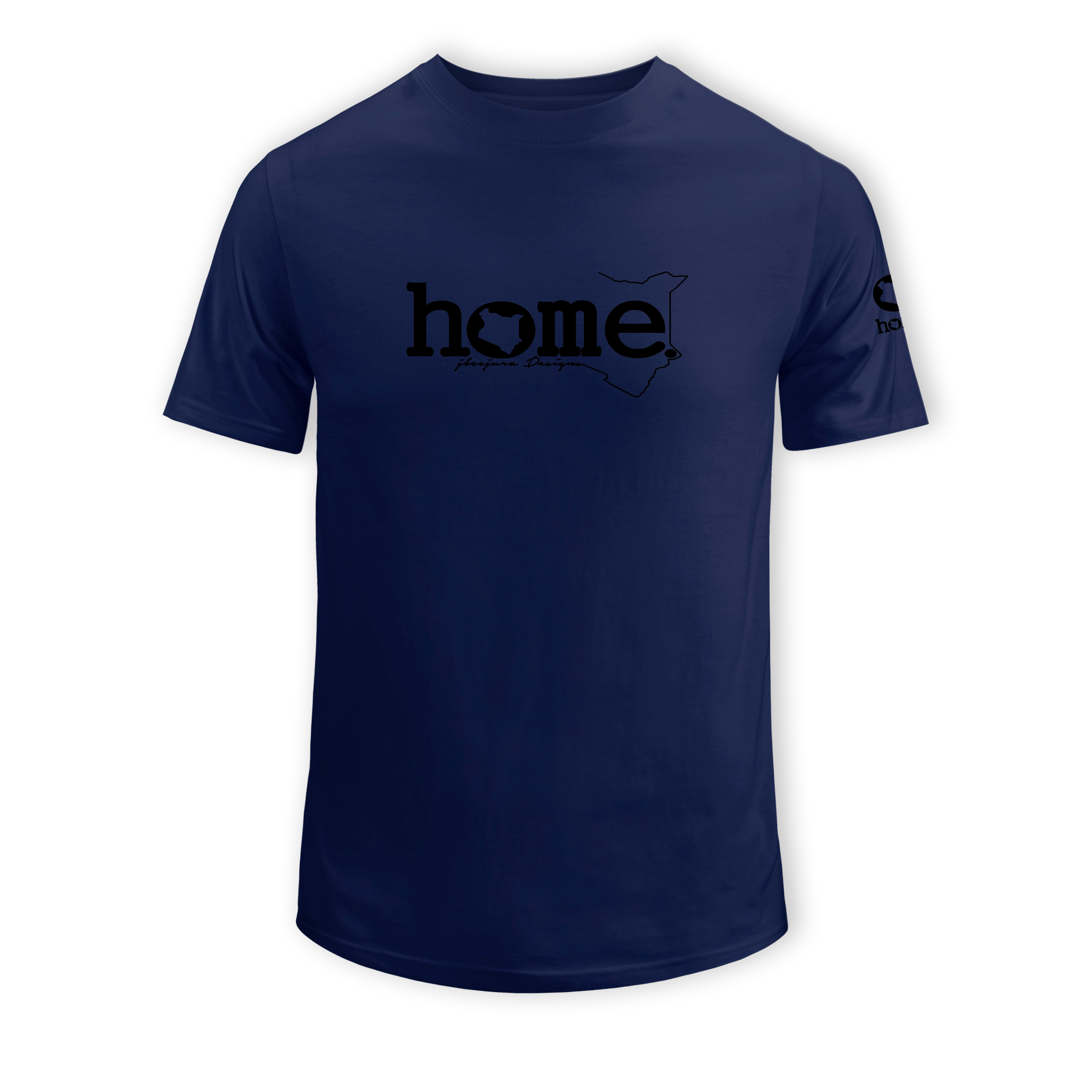 home_254 SHORT-SLEEVED NAVY BLUE T-SHIRT WITH A BLACK CLASSIC WORDS PRINT – COTTON PLUS FABRIC