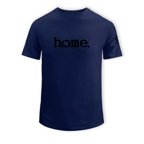 home_254 SHORT-SLEEVED NAVY BLUE T-SHIRT WITH A BLACK CLASSIC WORDS PRINT – COTTON PLUS FABRIC