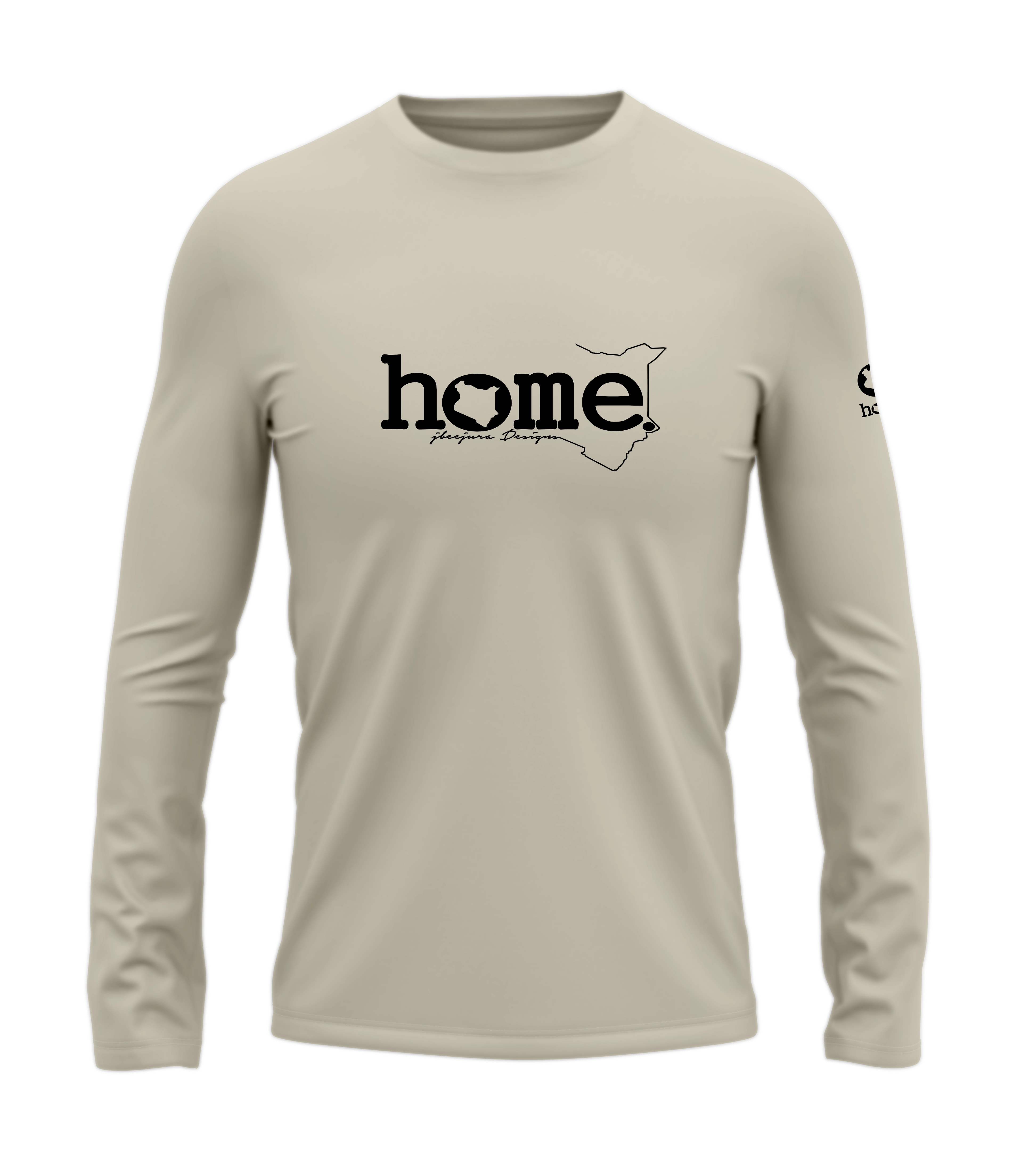 home_254 LONG-SLEEVED NUDE T-SHIRT WITH A BLACK CLASSIC WORDS PRINT – COTTON PLUS FABRIC