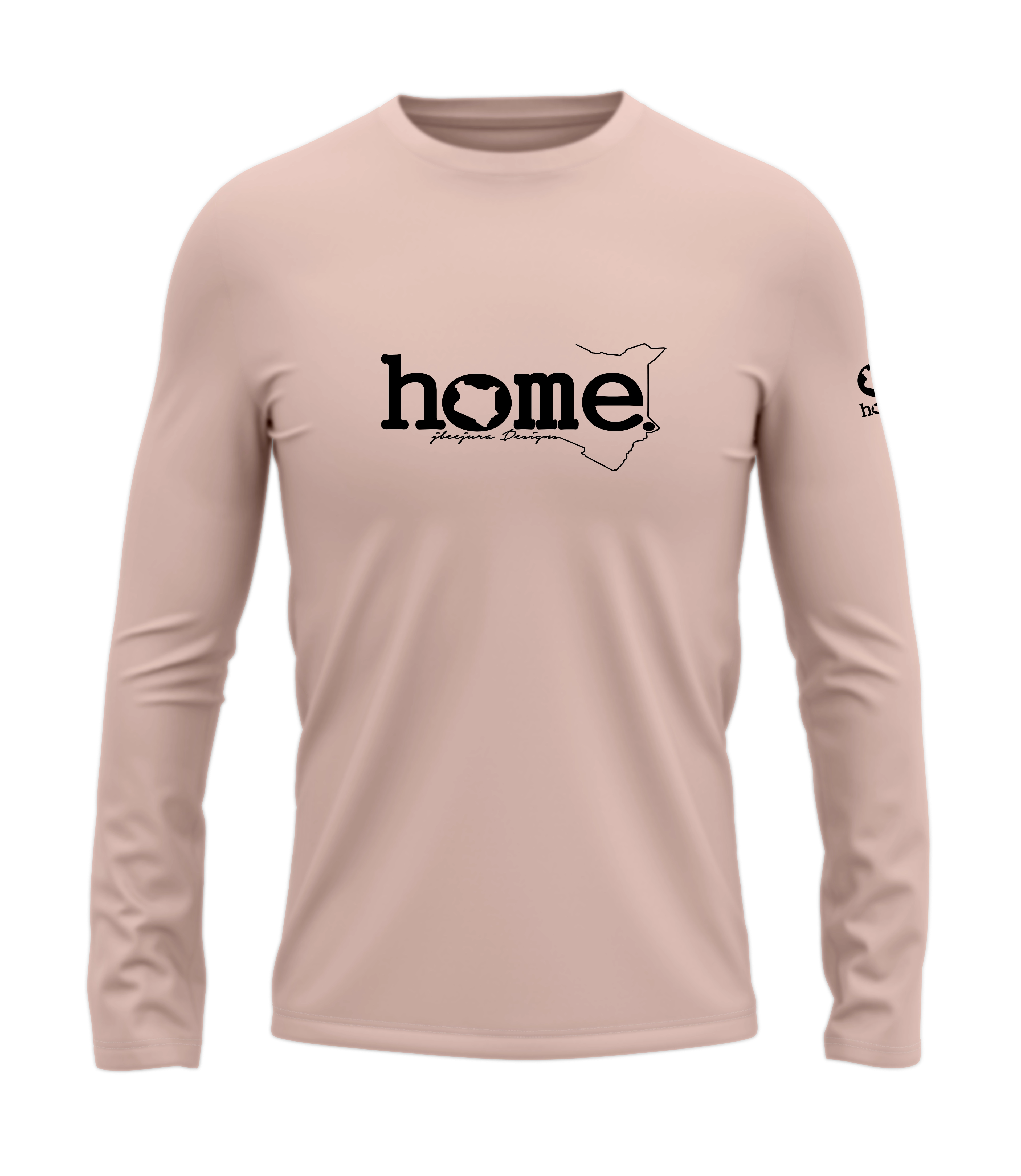 home_254 LONG-SLEEVED PEACH T-SHIRT WITH A BLACK CLASSIC WORDS PRINT – COTTON PLUS FABRIC