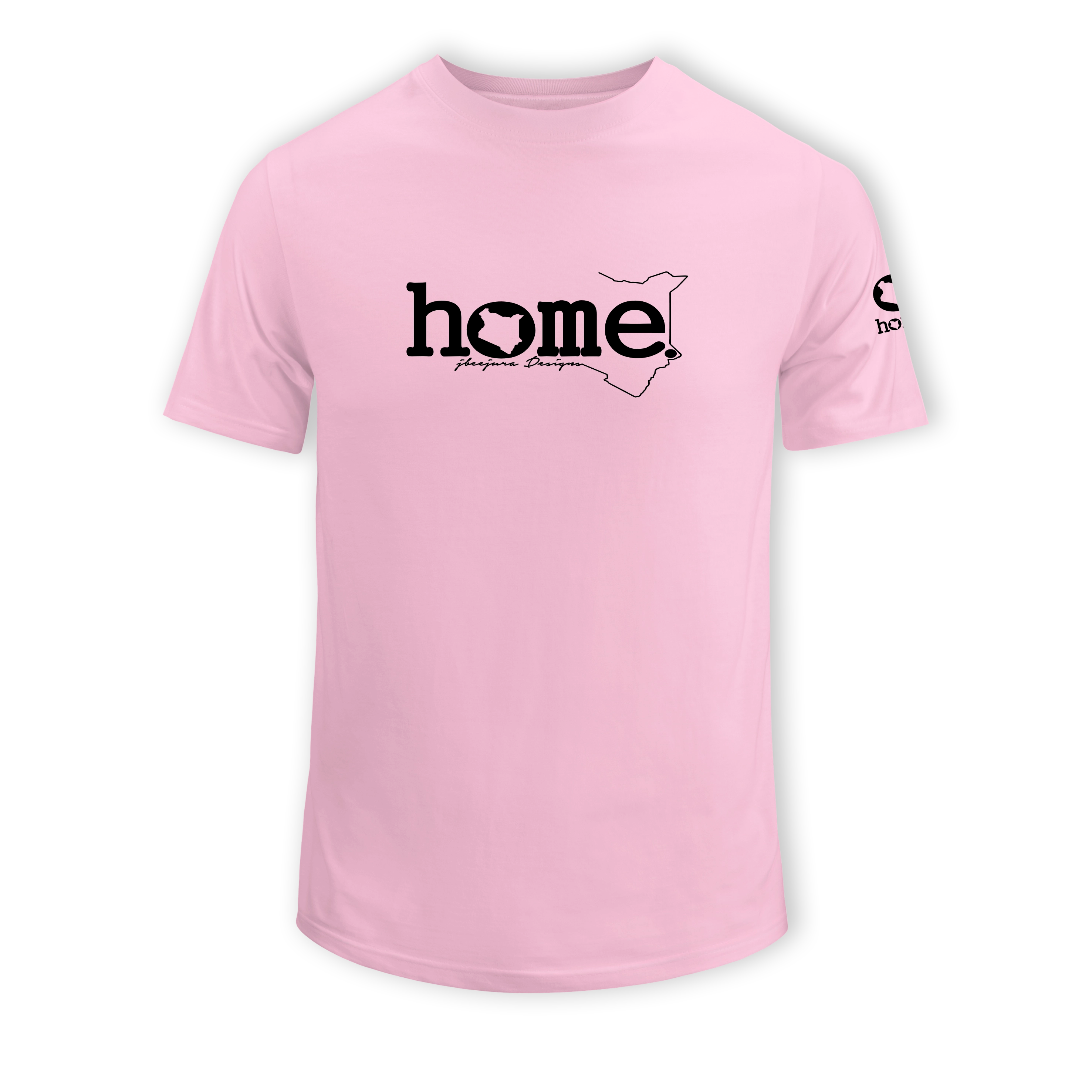 home_254 SHORT-SLEEVED PINK T-SHIRT WITH A BLACK CLASSIC WORDS PRINT – COTTON PLUS FABRIC