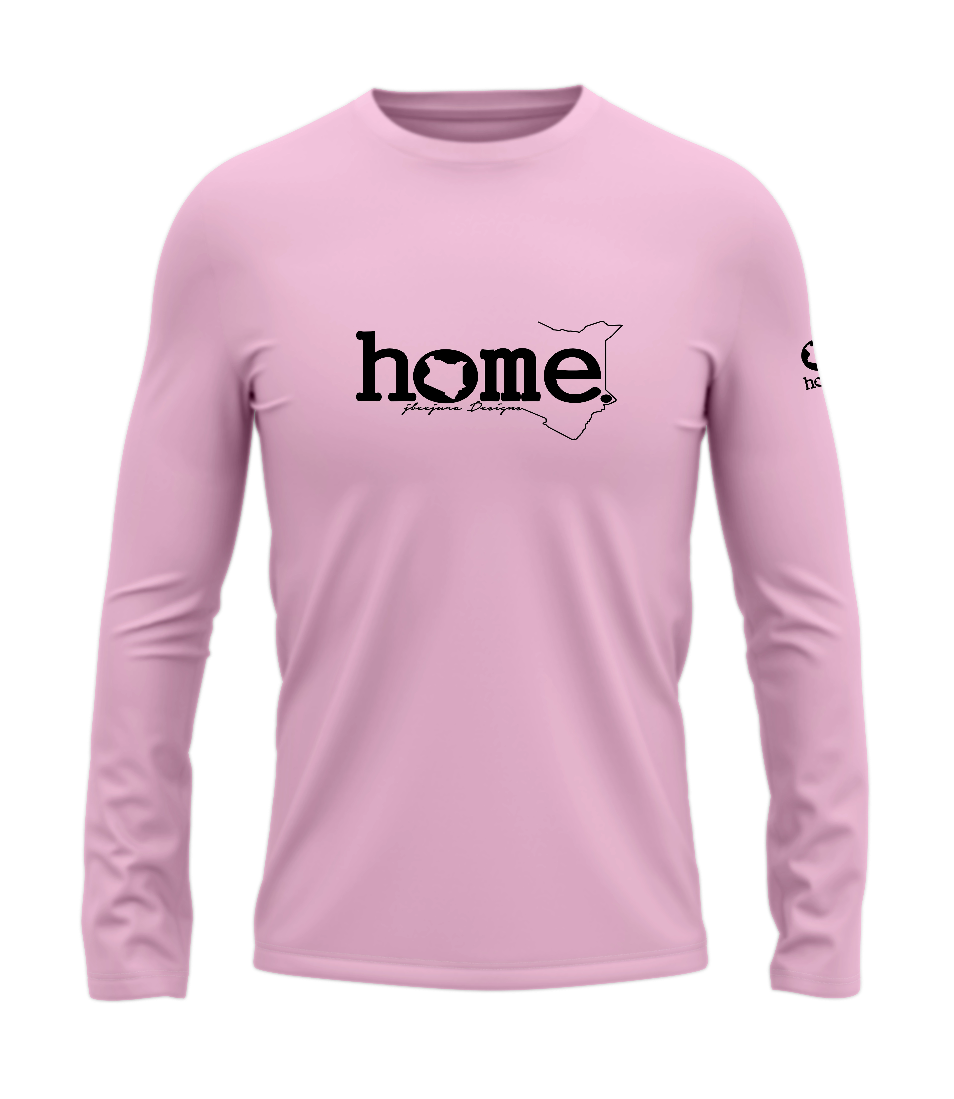 home_254 LONG-SLEEVED PINK T-SHIRT WITH A BLACK CLASSIC WORDS PRINT – COTTON PLUS FABRIC