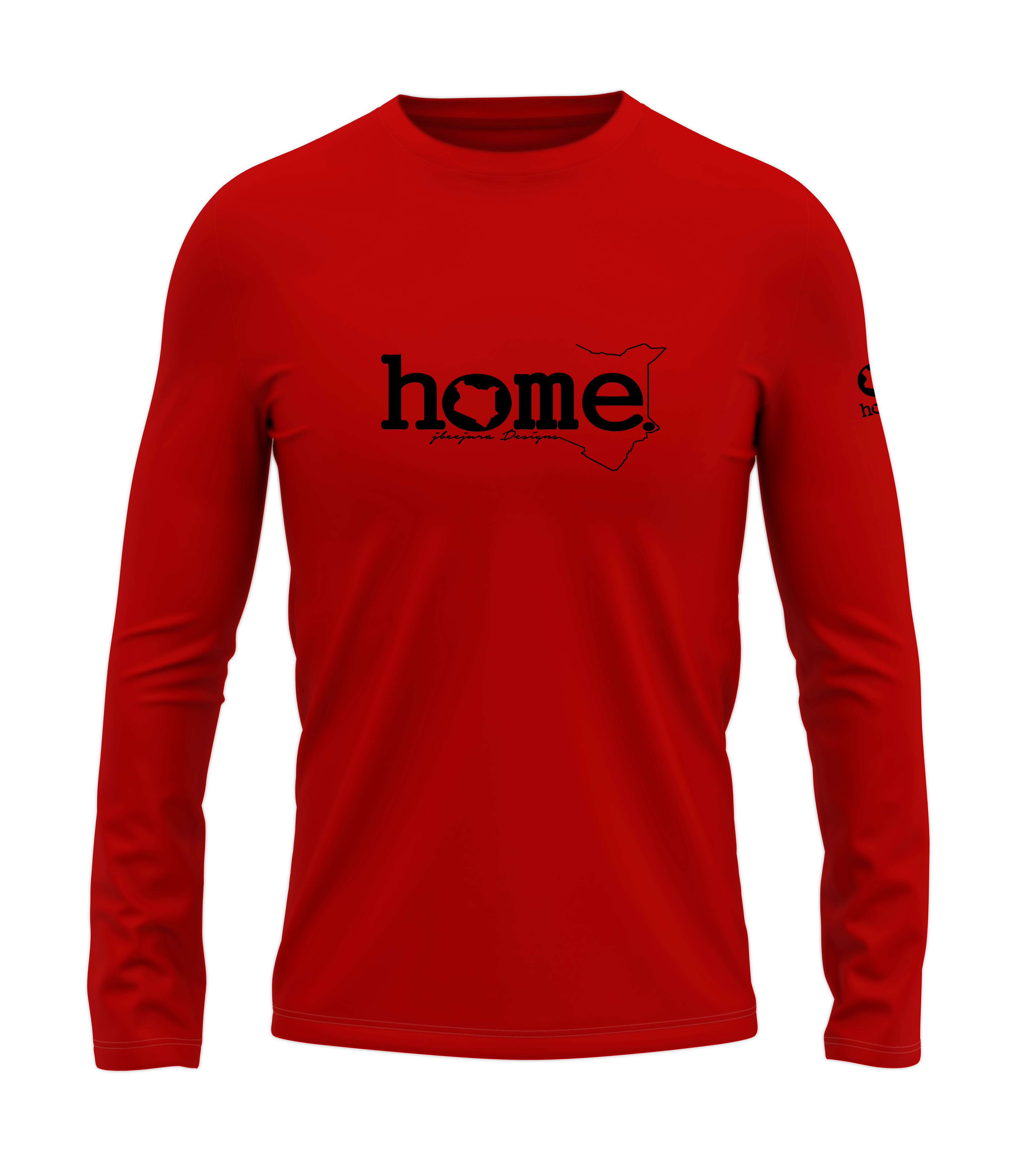 home_254 LONG-SLEEVED RED T-SHIRT WITH A BLACK CLASSIC WORDS PRINT – COTTON PLUS FABRIC