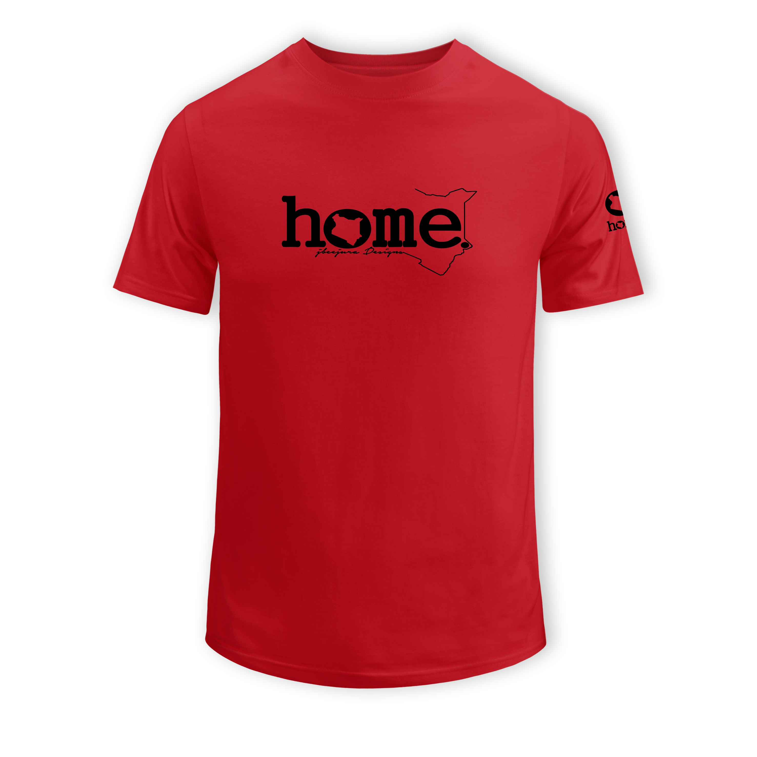 home_254 KIDS SHORT-SLEEVED RED T-SHIRT WITH A BLACK CLASSIC WORDS PRINT – COTTON PLUS FABRIC