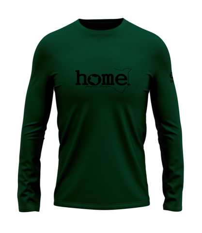home_254 LONG-SLEEVED RICH GREEN T-SHIRT WITH A BLACK CLASSIC WORDS PRINT – COTTON PLUS FABRIC