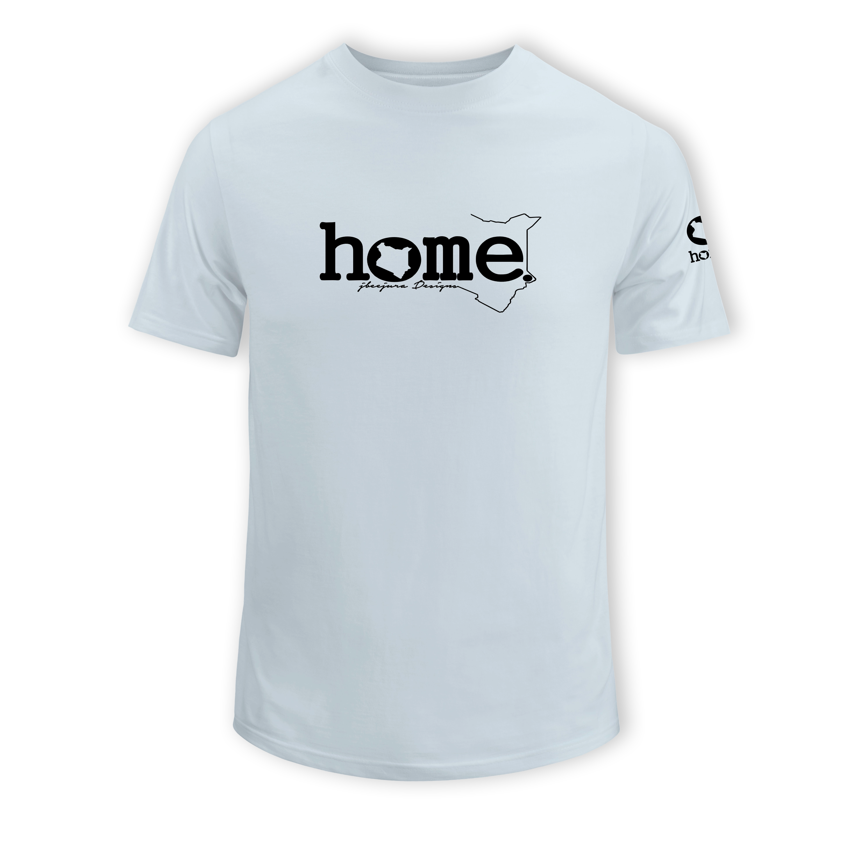 home_254 SHORT-SLEEVED SKY-BLUE T-SHIRT WITH A BLACK CLASSIC WORDS PRINT – COTTON PLUS FABRIC