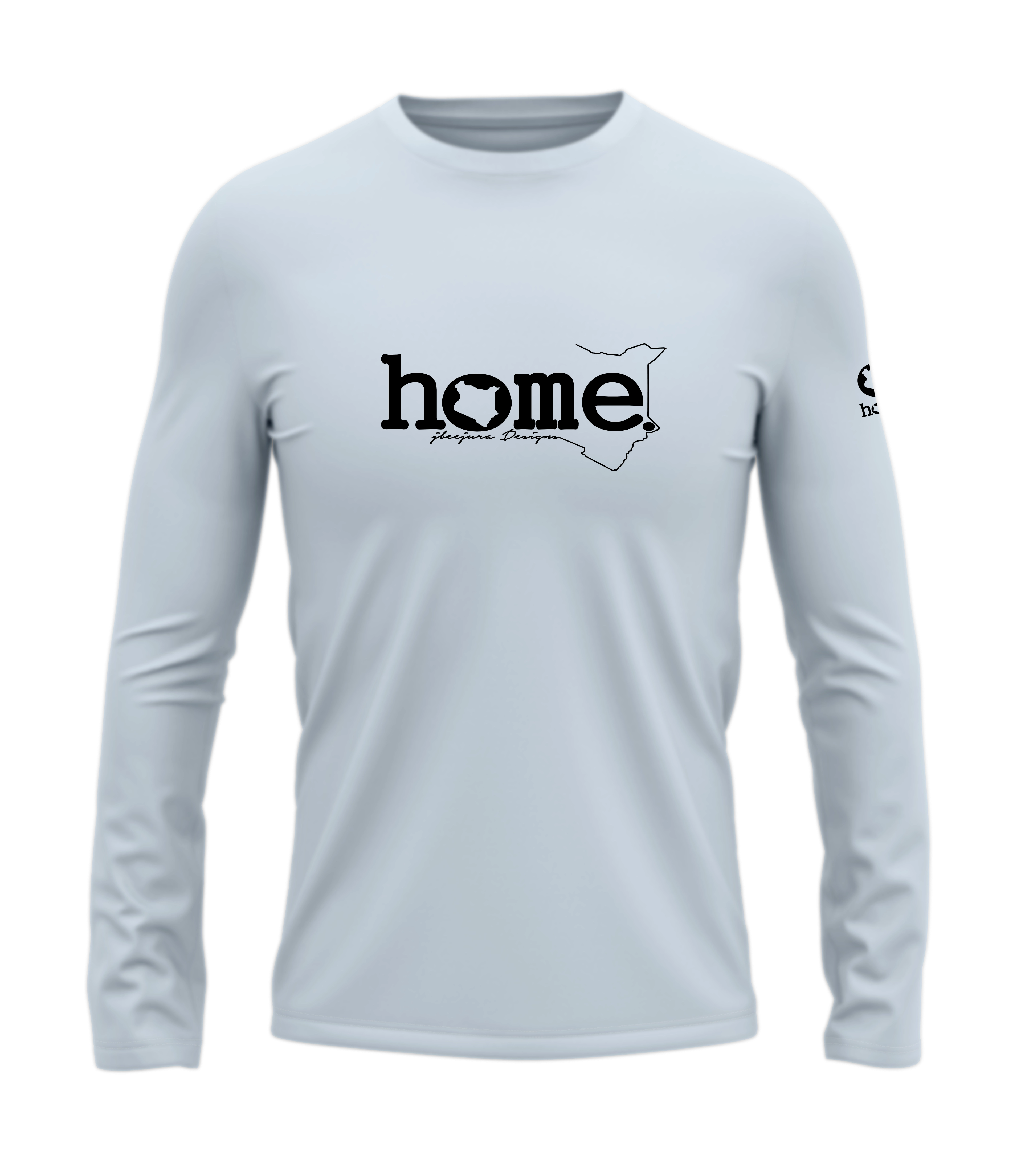 home_254 LONG-SLEEVED SKY-BLUE T-SHIRT WITH A BLACK CLASSIC WORDS PRINT – COTTON PLUS FABRIC