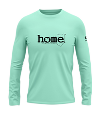 home_254 LONG-SLEEVED TURQUOISE GREEN T-SHIRT WITH A BLACK CLASSIC WORDS PRINT – COTTON PLUS FABRIC