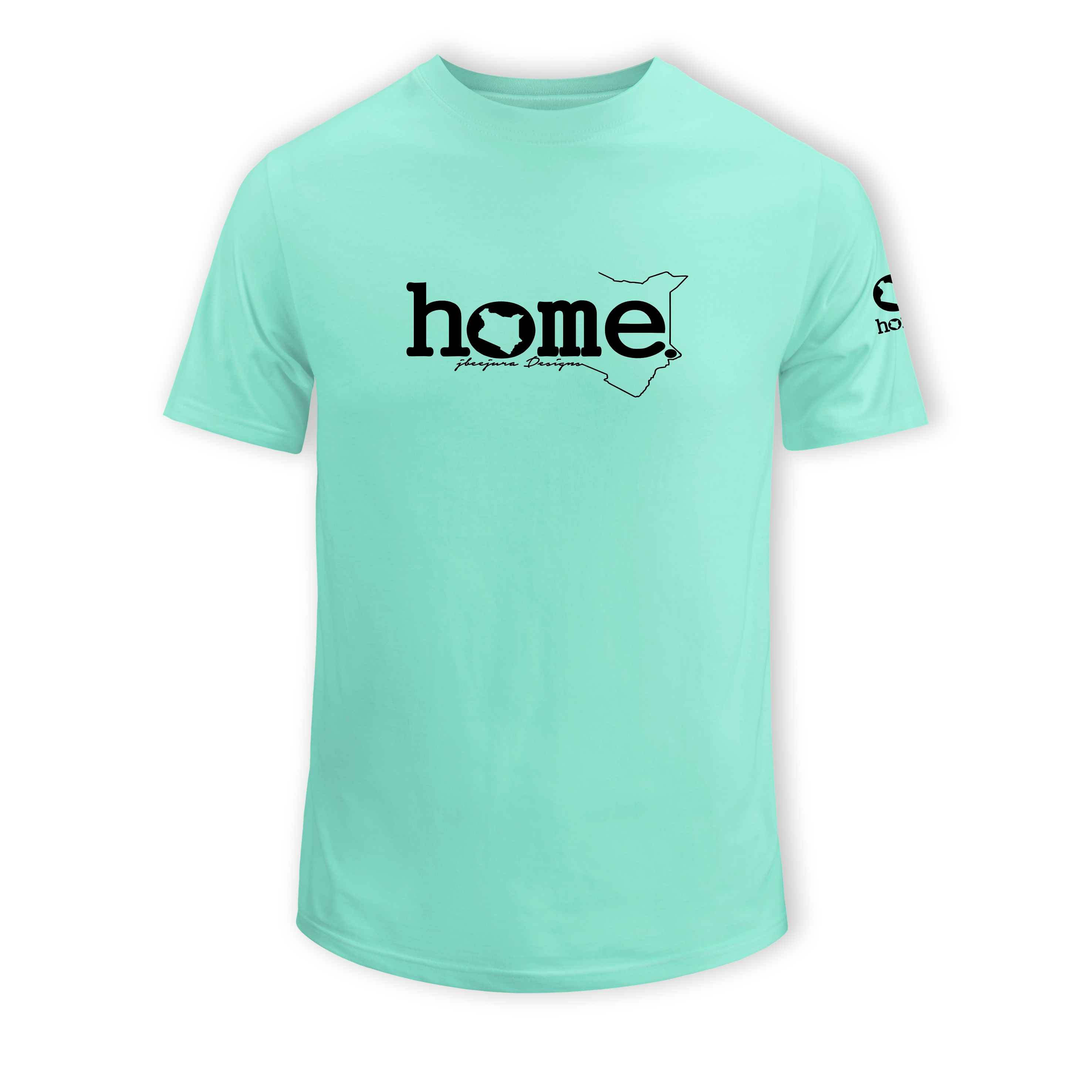 home_254 SHORT-SLEEVED TURQUOISE GREEN T-SHIRT WITH A BLACK CLASSIC WORDS PRINT – COTTON PLUS FABRIC