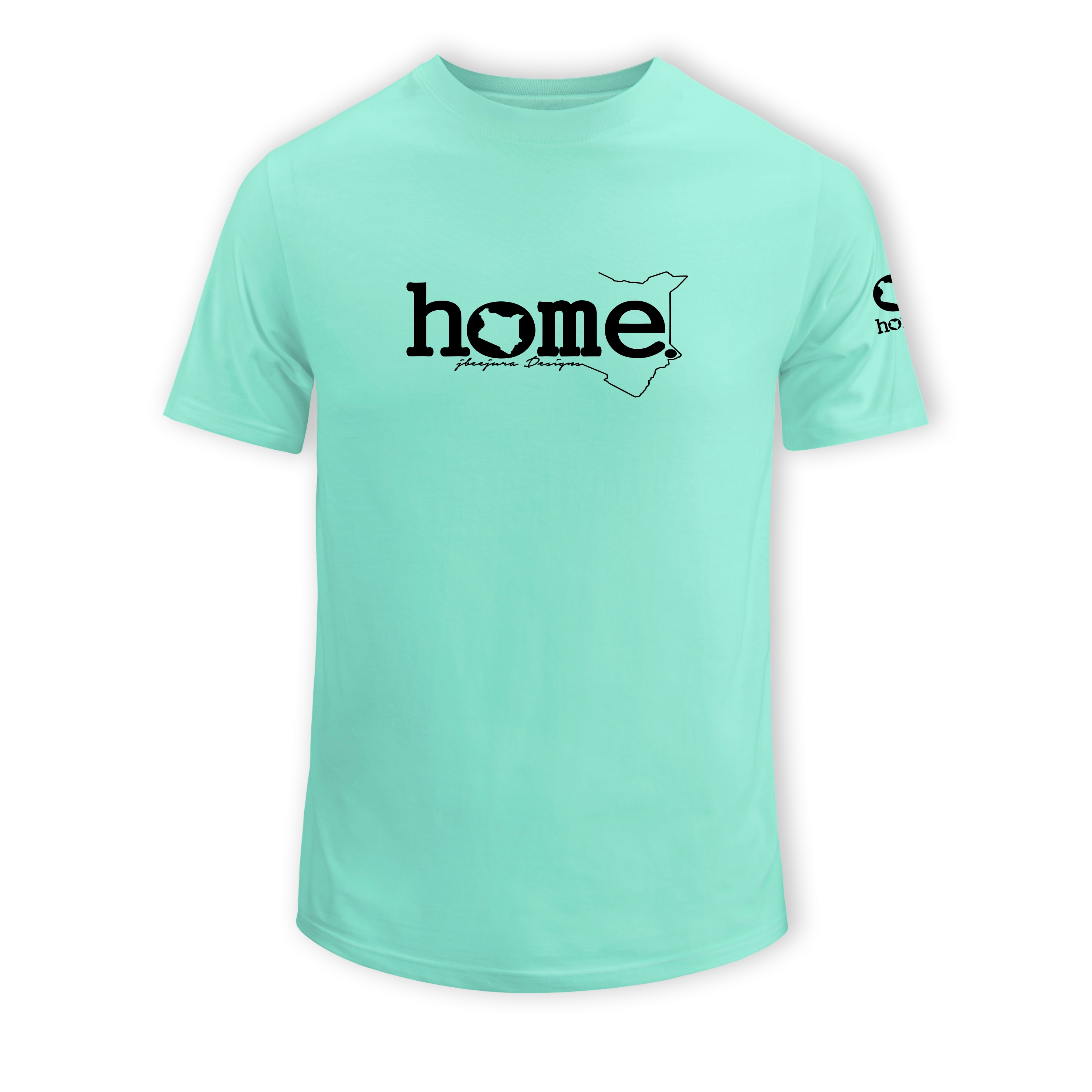 home_254 KIDS SHORT-SLEEVED TURQUOISE GREEN T-SHIRT WITH A BLACK CLASSIC WORDS PRINT – COTTON PLUS FABRIC