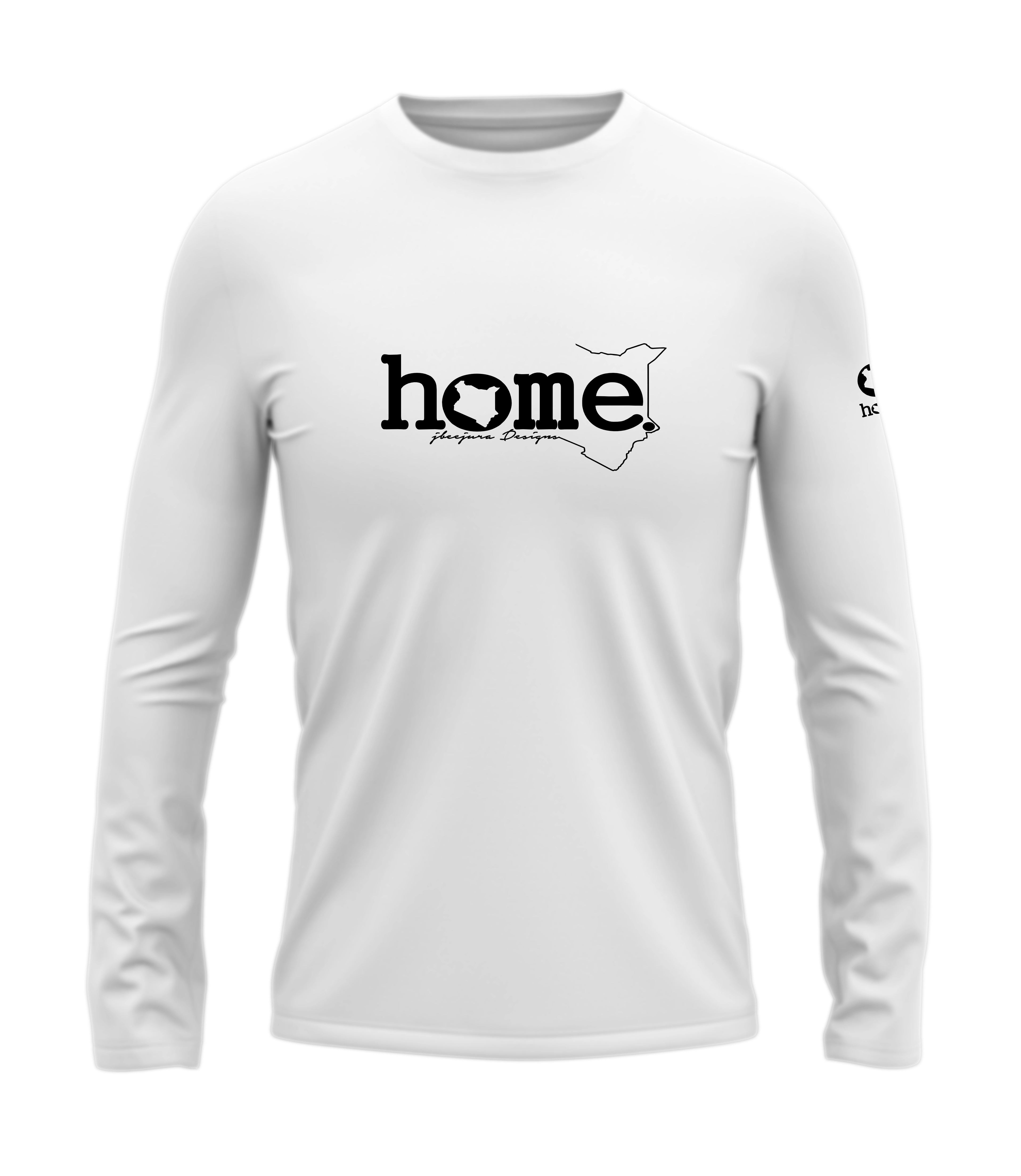 home_254 LONG-SLEEVED WHITE T-SHIRT WITH A BLACK CLASSIC WORDS PRINT – COTTON PLUS FABRIC