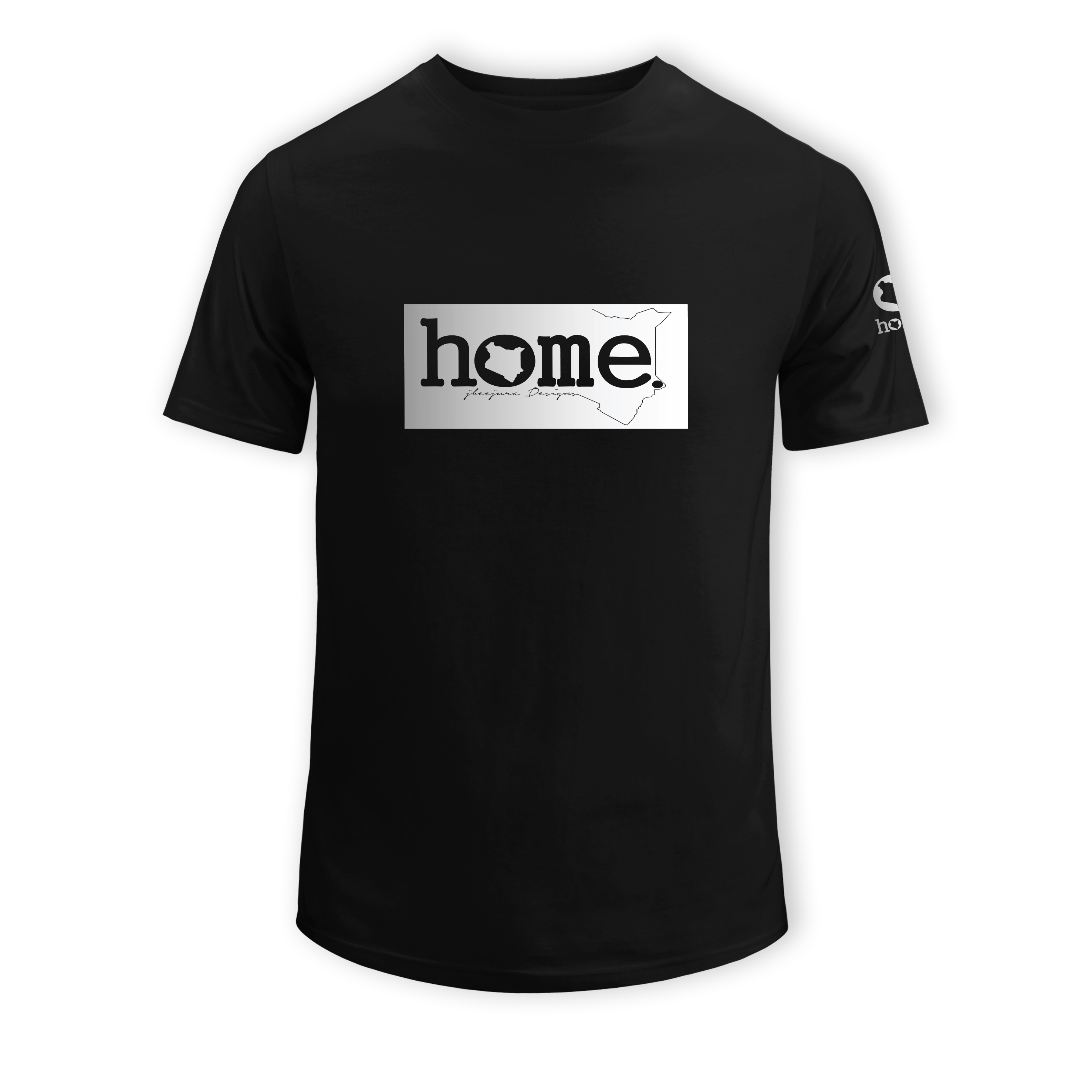 home_254 SHORT-SLEEVED BLACK T-SHIRT WITH A SILVER CLASSIC PRINT – COTTON PLUS FABRIC