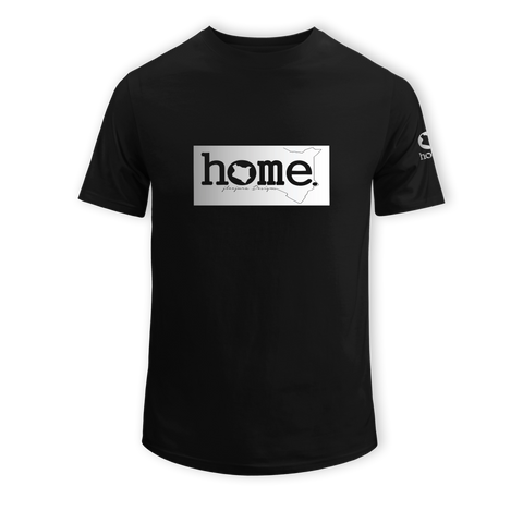 home_254 SHORT-SLEEVED BLACK T-SHIRT WITH A SILVER CLASSIC PRINT – COTTON PLUS FABRIC