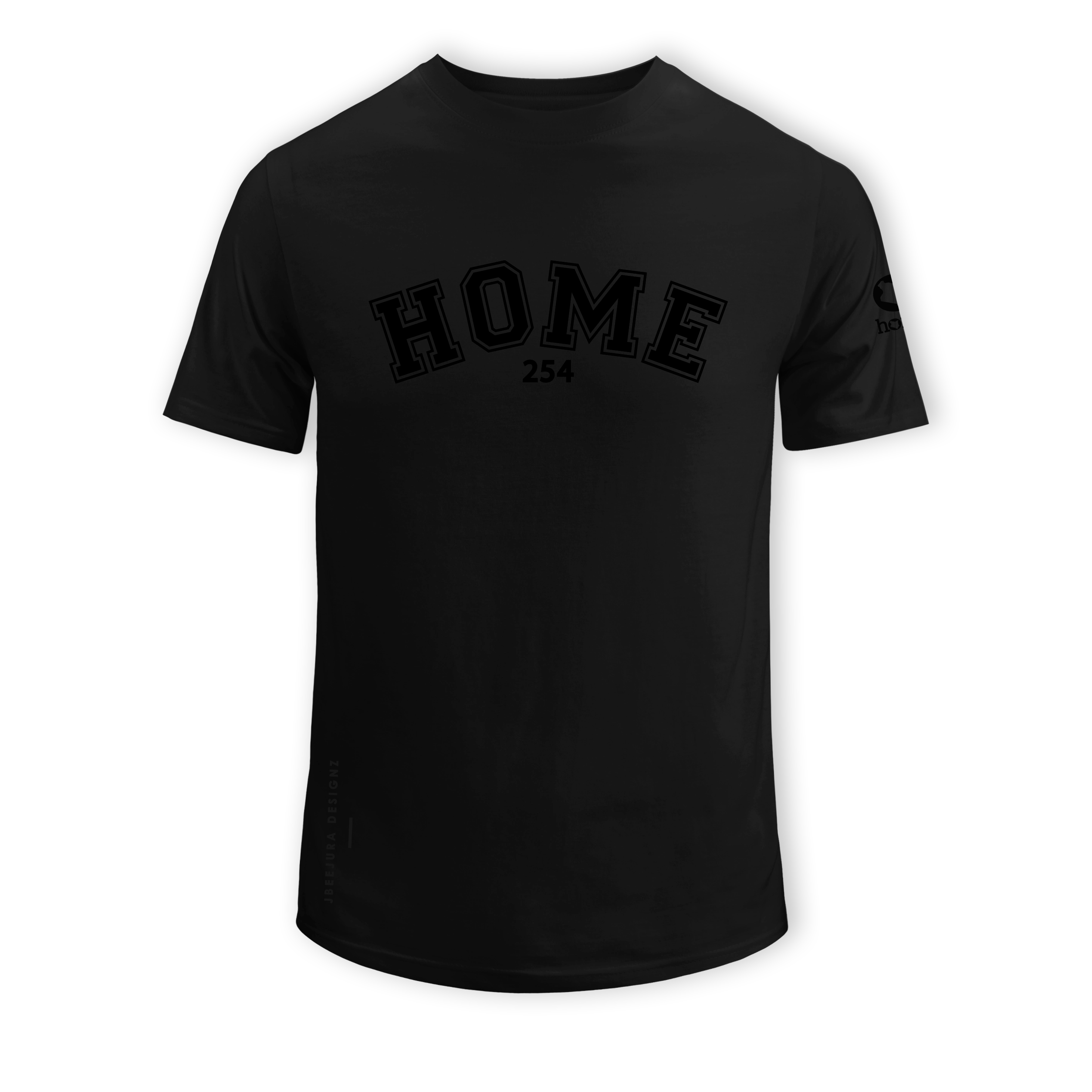 home_254 SHORT-SLEEVED BLACK T-SHIRT WITH A BLACK COLLEGE PRINT – COTTON PLUS FABRIC