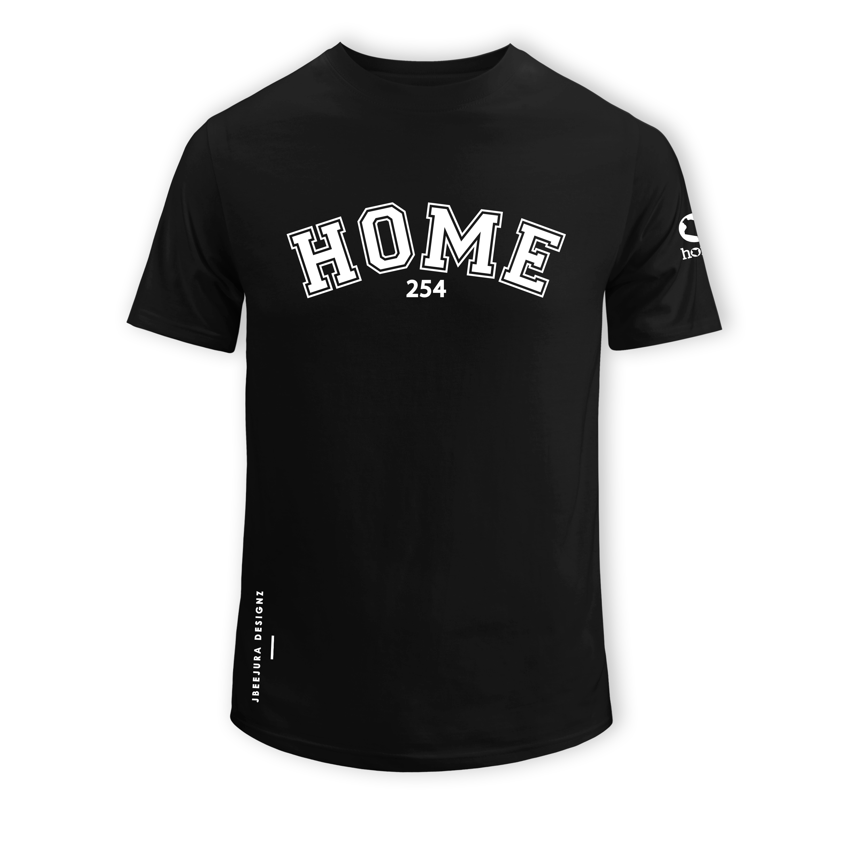 home_254 SHORT-SLEEVED BLACK T-SHIRT WITH A WHITE COLLEGE PRINT – COTTON PLUS FABRIC