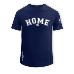 home_254 SHORT-SLEEVED NAVY BLUE T-SHIRT WITH A WHITE COLLEGE PRINT – COTTON PLUS FABRIC